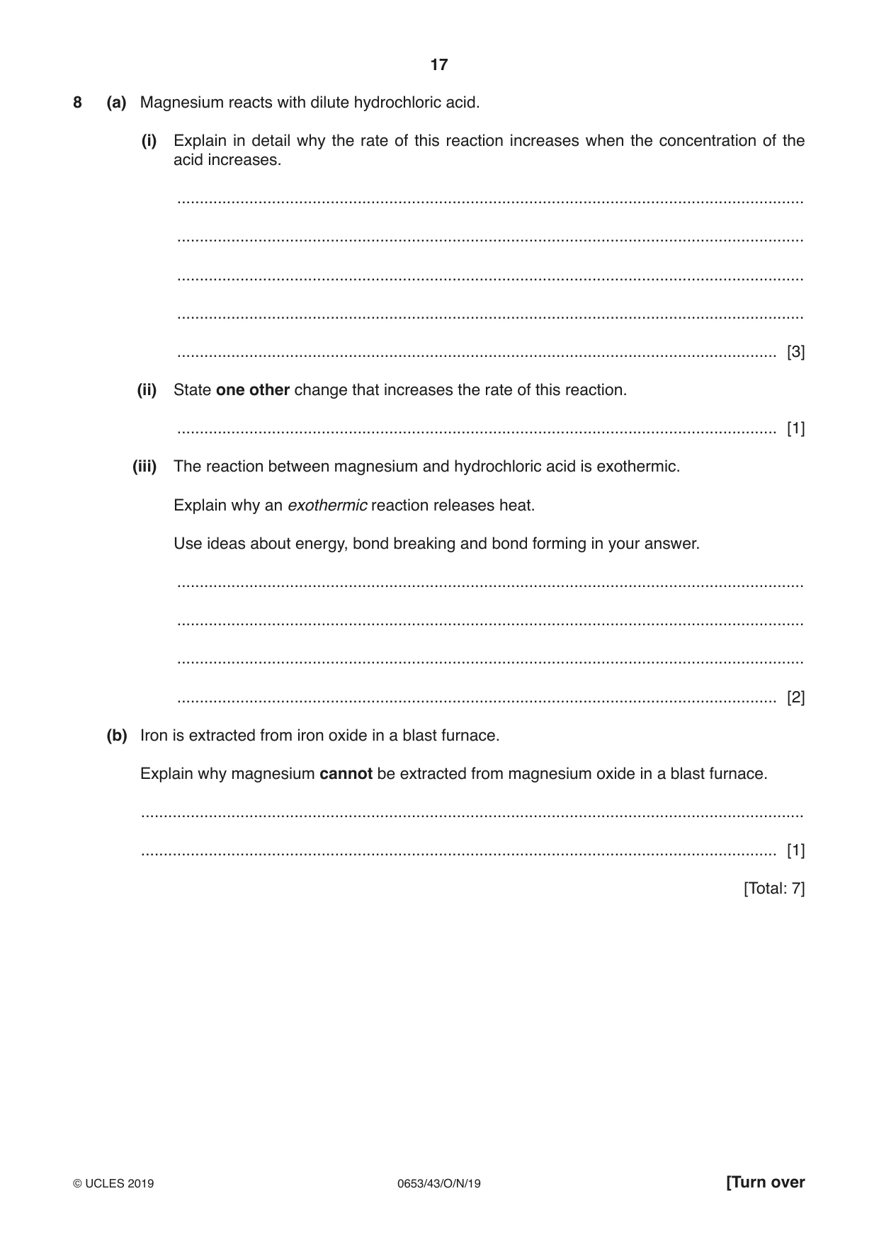 Cambridge IGCSE Science - Combined 0653 2019 Oct/Nov Paper 4 · Variant 3 question paper, page 17 of 20