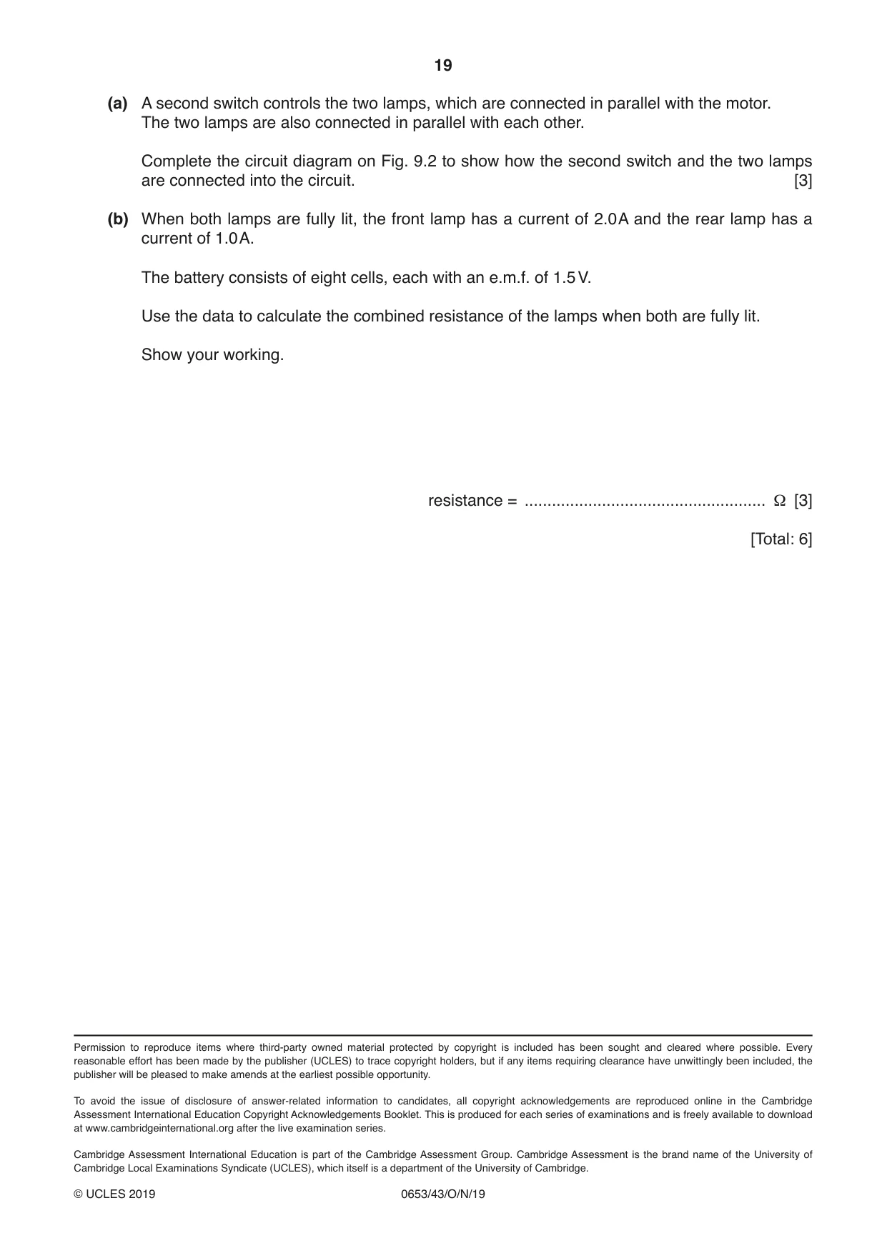 Cambridge IGCSE Science - Combined 0653 2019 Oct/Nov Paper 4 · Variant 3 question paper, page 19 of 20
