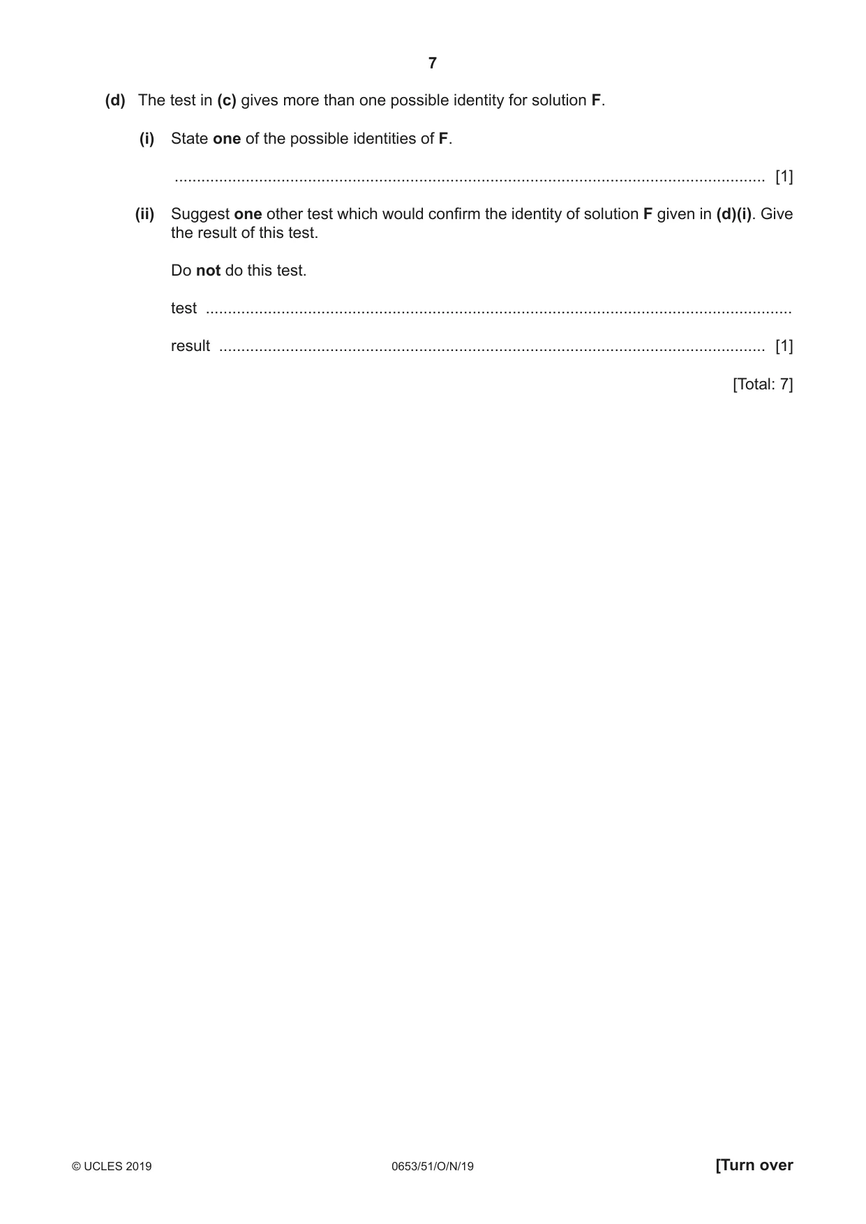 Cambridge IGCSE Science - Combined 0653 2019 Oct/Nov Paper 5 · Variant 1 question paper, page 7 of 12