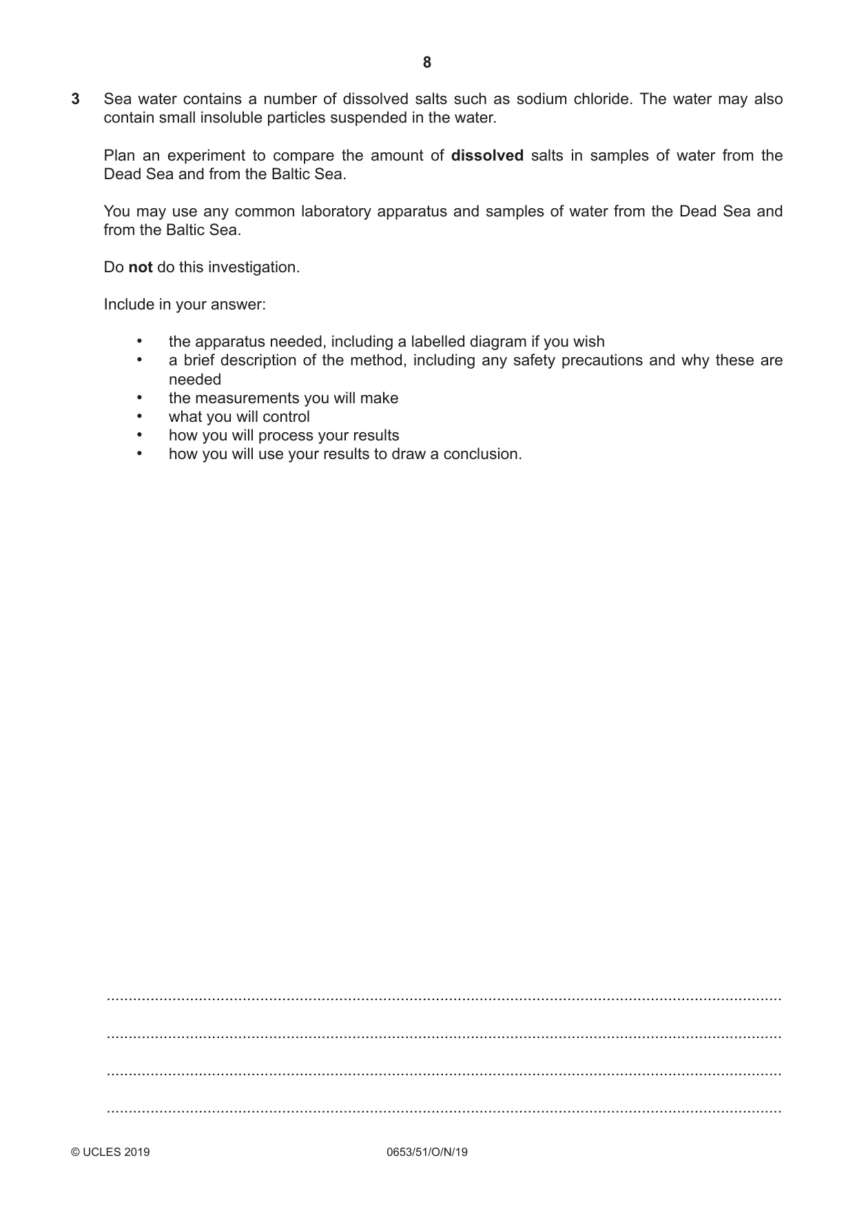 Cambridge IGCSE Science - Combined 0653 2019 Oct/Nov Paper 5 · Variant 1 question paper, page 8 of 12