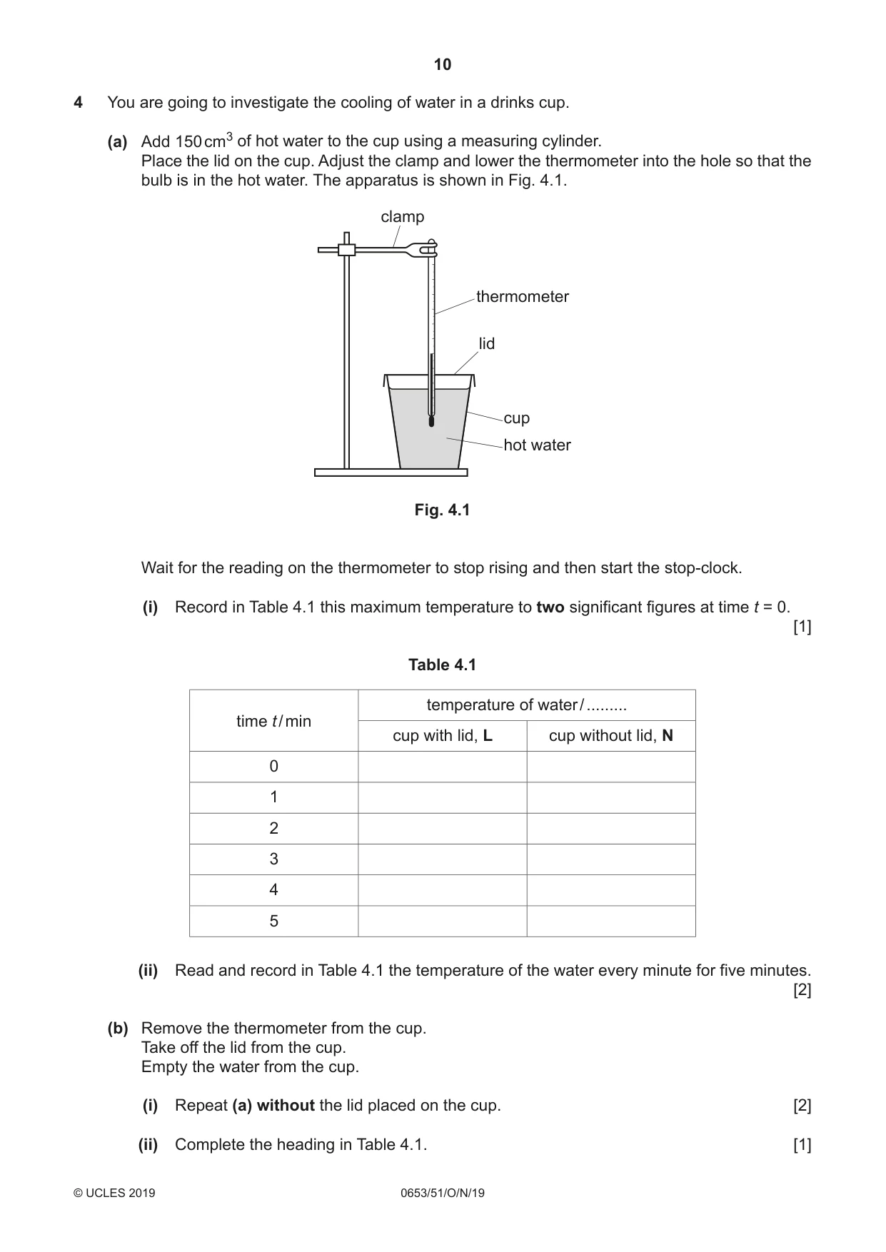 Cambridge IGCSE Science - Combined 0653 2019 Oct/Nov Paper 5 · Variant 1 question paper, page 10 of 12