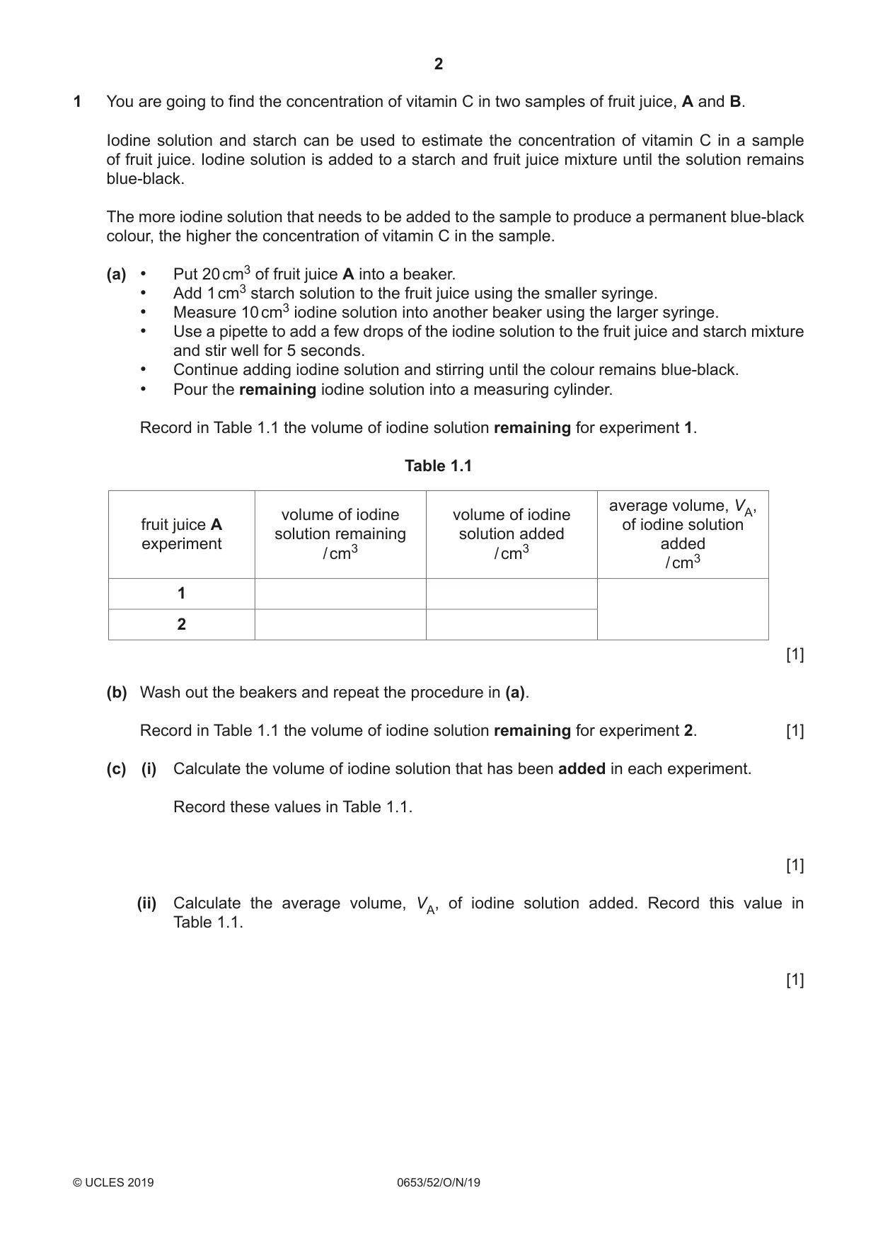 Cambridge IGCSE Science - Combined 0653 2019 Oct/Nov Paper 5 · Variant 2 question paper, page 2 of 12