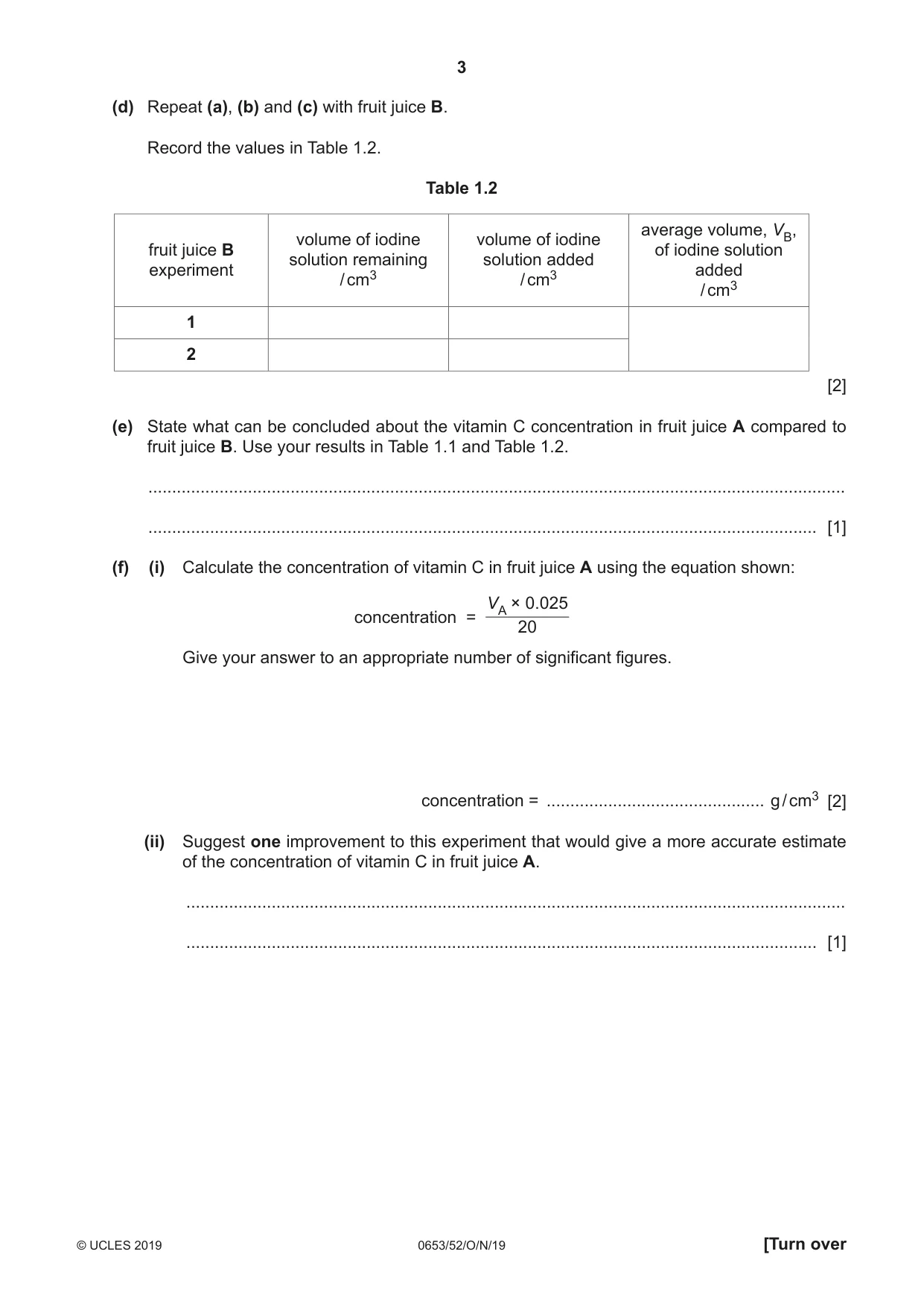 Cambridge IGCSE Science - Combined 0653 2019 Oct/Nov Paper 5 · Variant 2 question paper, page 3 of 12