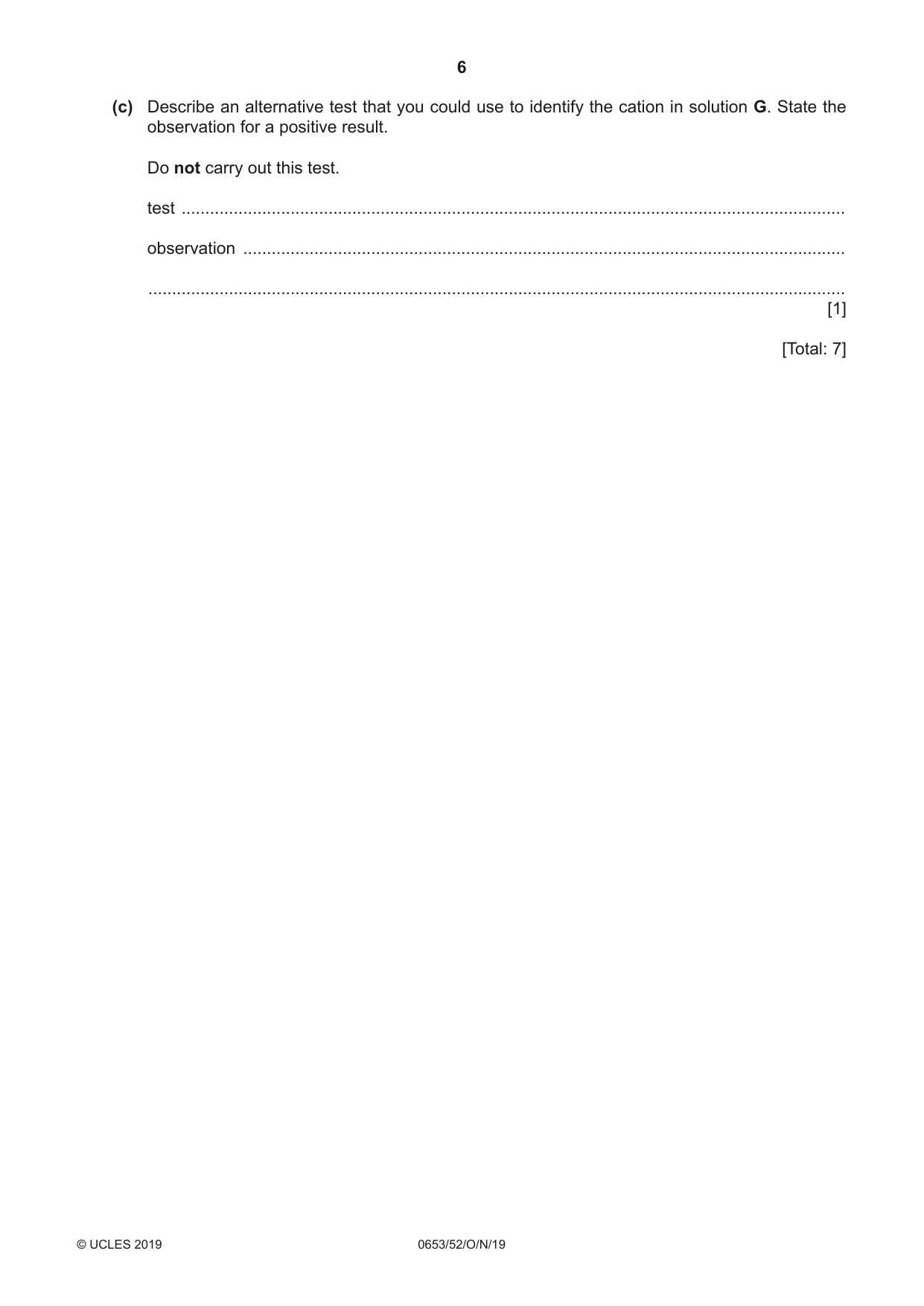 Cambridge IGCSE Science - Combined 0653 2019 Oct/Nov Paper 5 · Variant 2 question paper, page 6 of 12