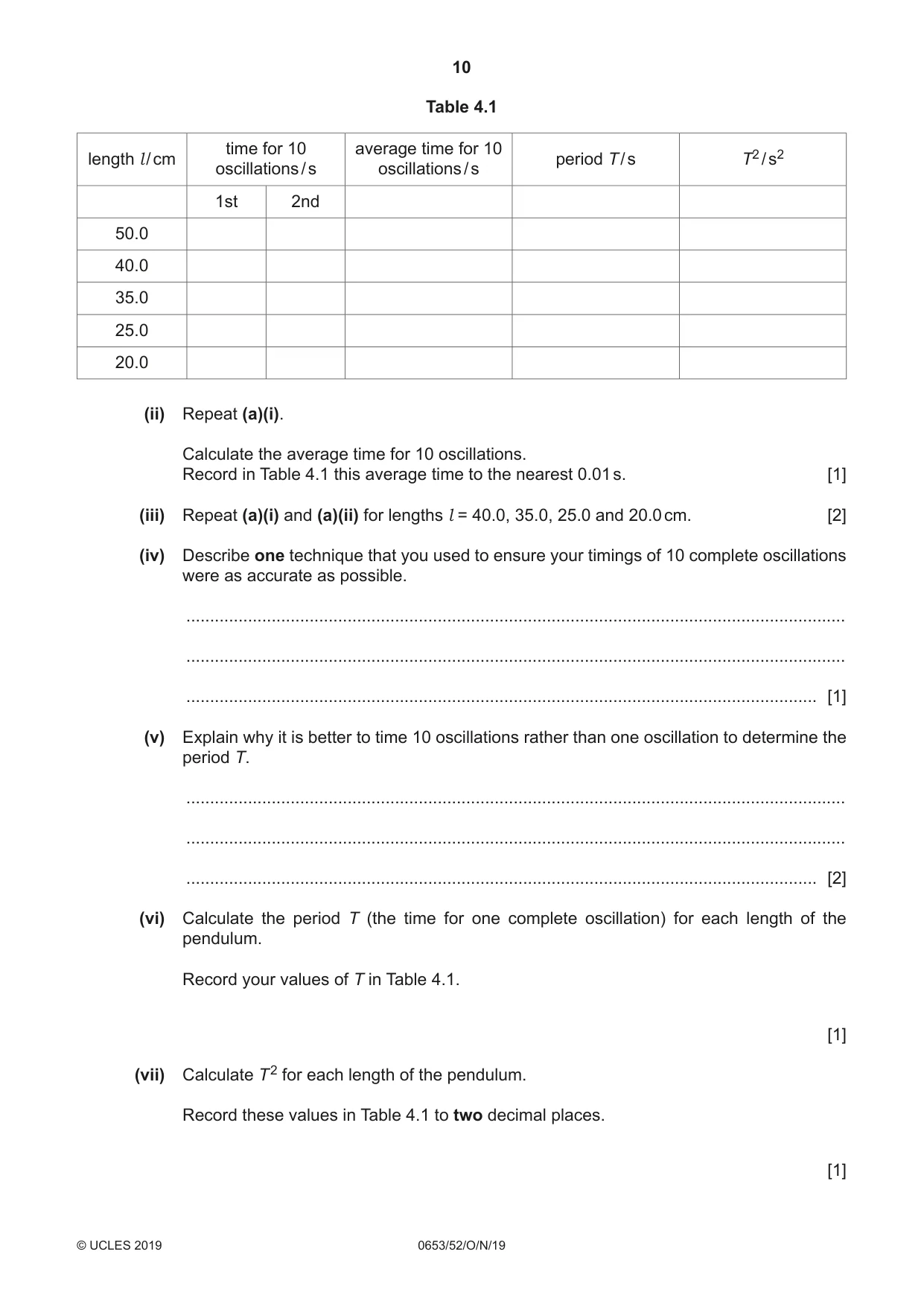 Cambridge IGCSE Science - Combined 0653 2019 Oct/Nov Paper 5 · Variant 2 question paper, page 10 of 12