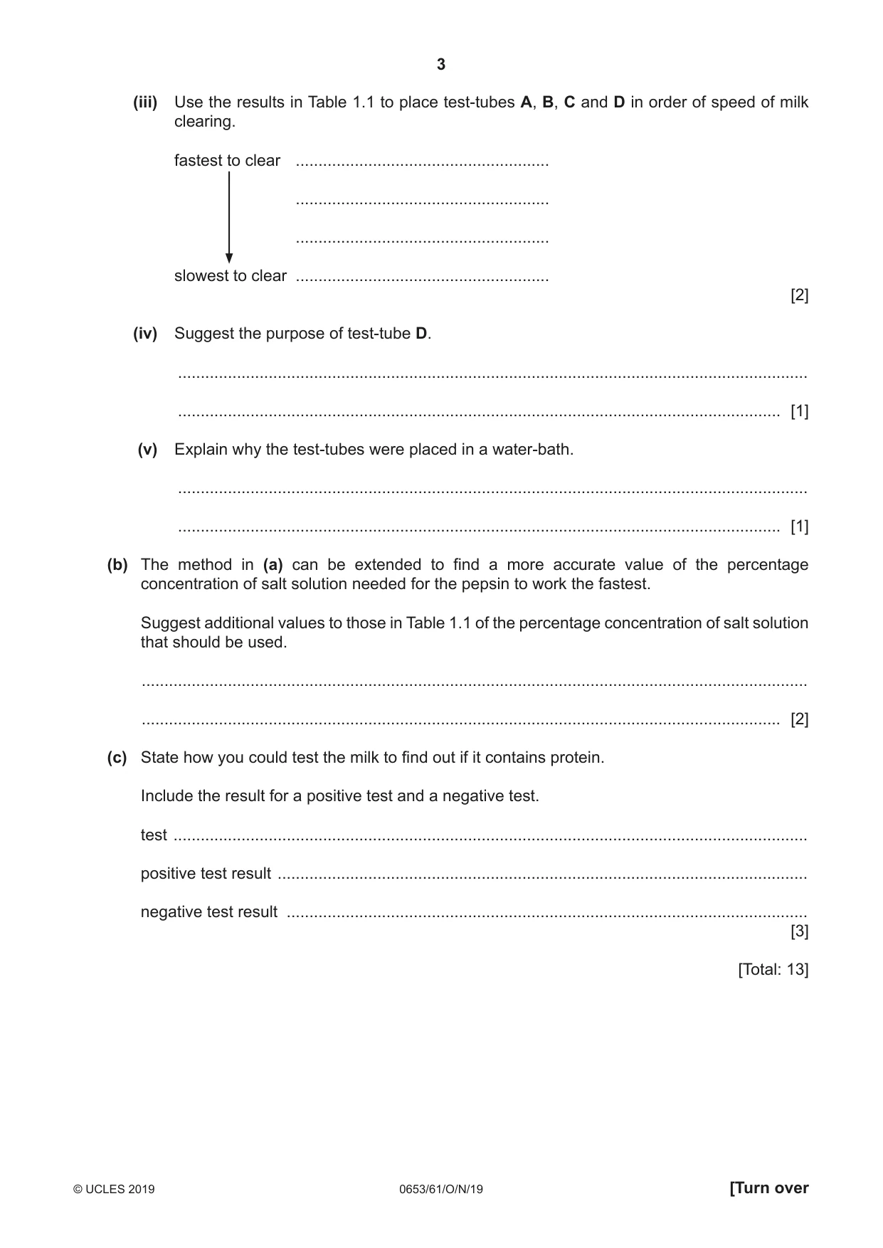 Cambridge IGCSE Science - Combined 0653 2019 Oct/Nov Paper 6 · Variant 1 question paper, page 3 of 12