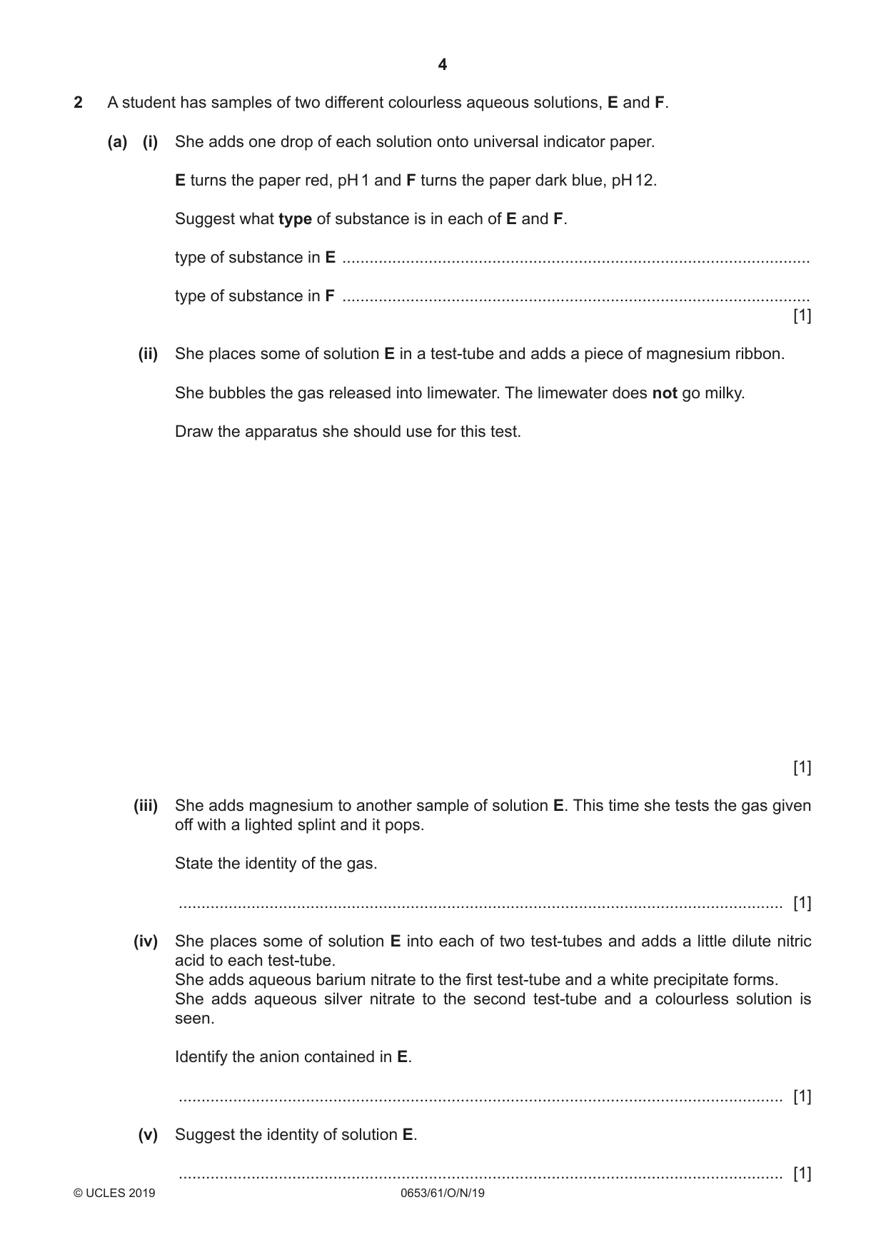 Cambridge IGCSE Science - Combined 0653 2019 Oct/Nov Paper 6 · Variant 1 question paper, page 4 of 12