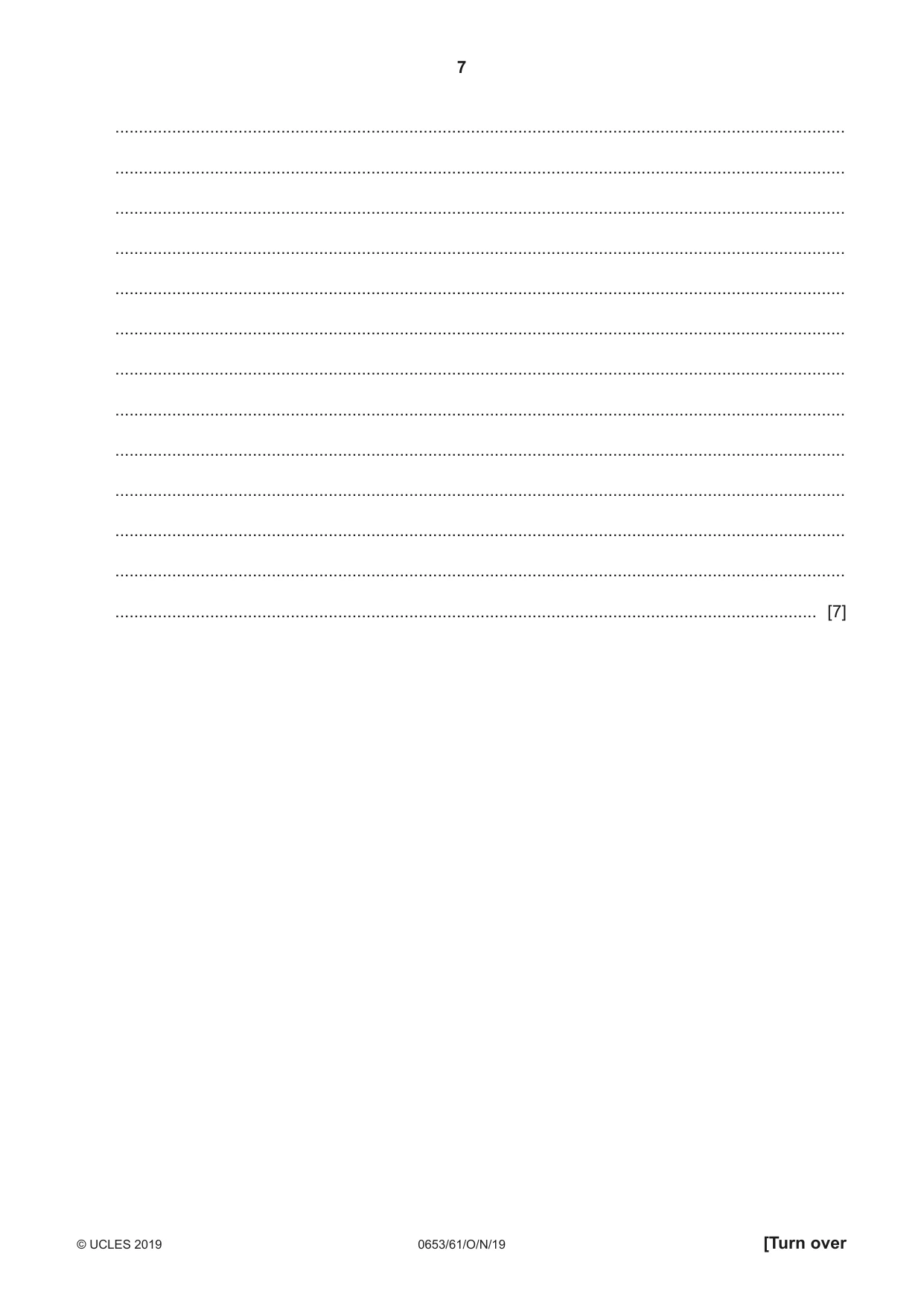 Cambridge IGCSE Science - Combined 0653 2019 Oct/Nov Paper 6 · Variant 1 question paper, page 7 of 12