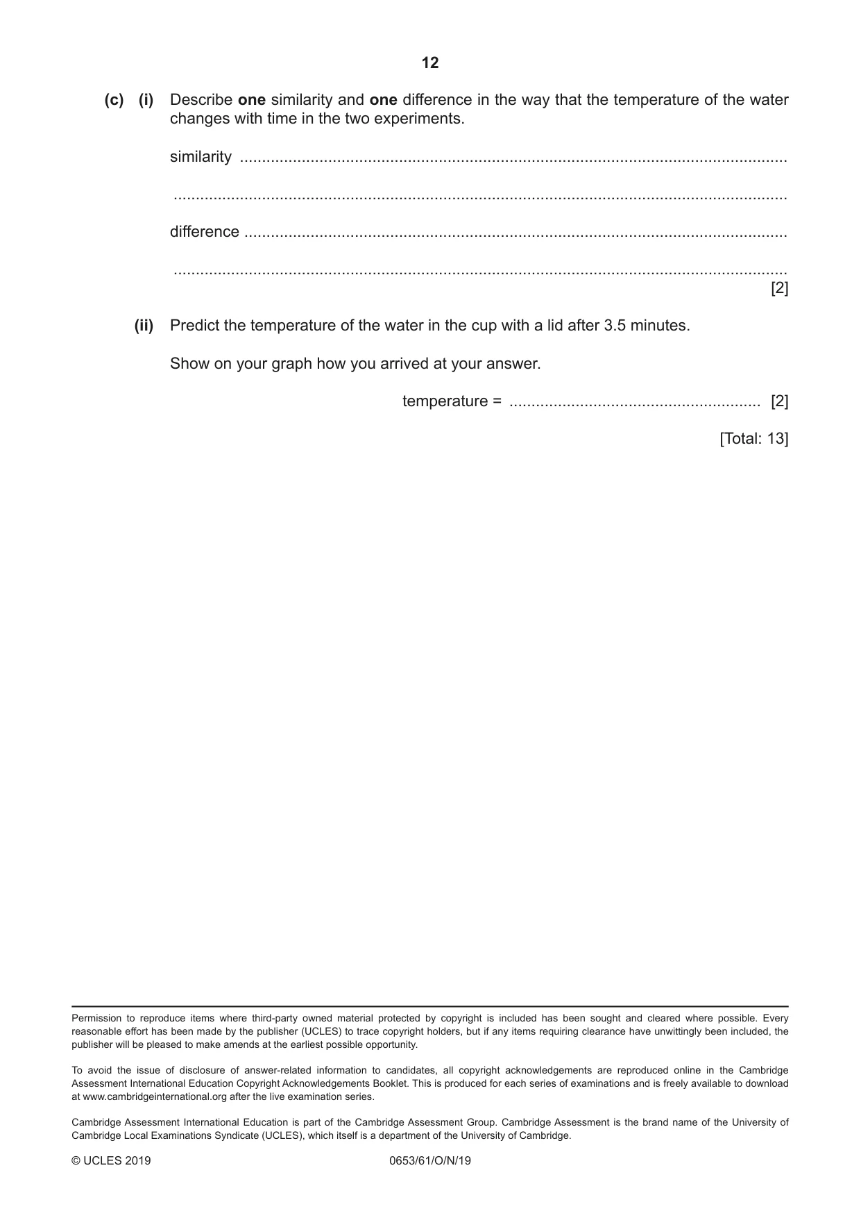 Cambridge IGCSE Science - Combined 0653 2019 Oct/Nov Paper 6 · Variant 1 question paper, page 12 of 12