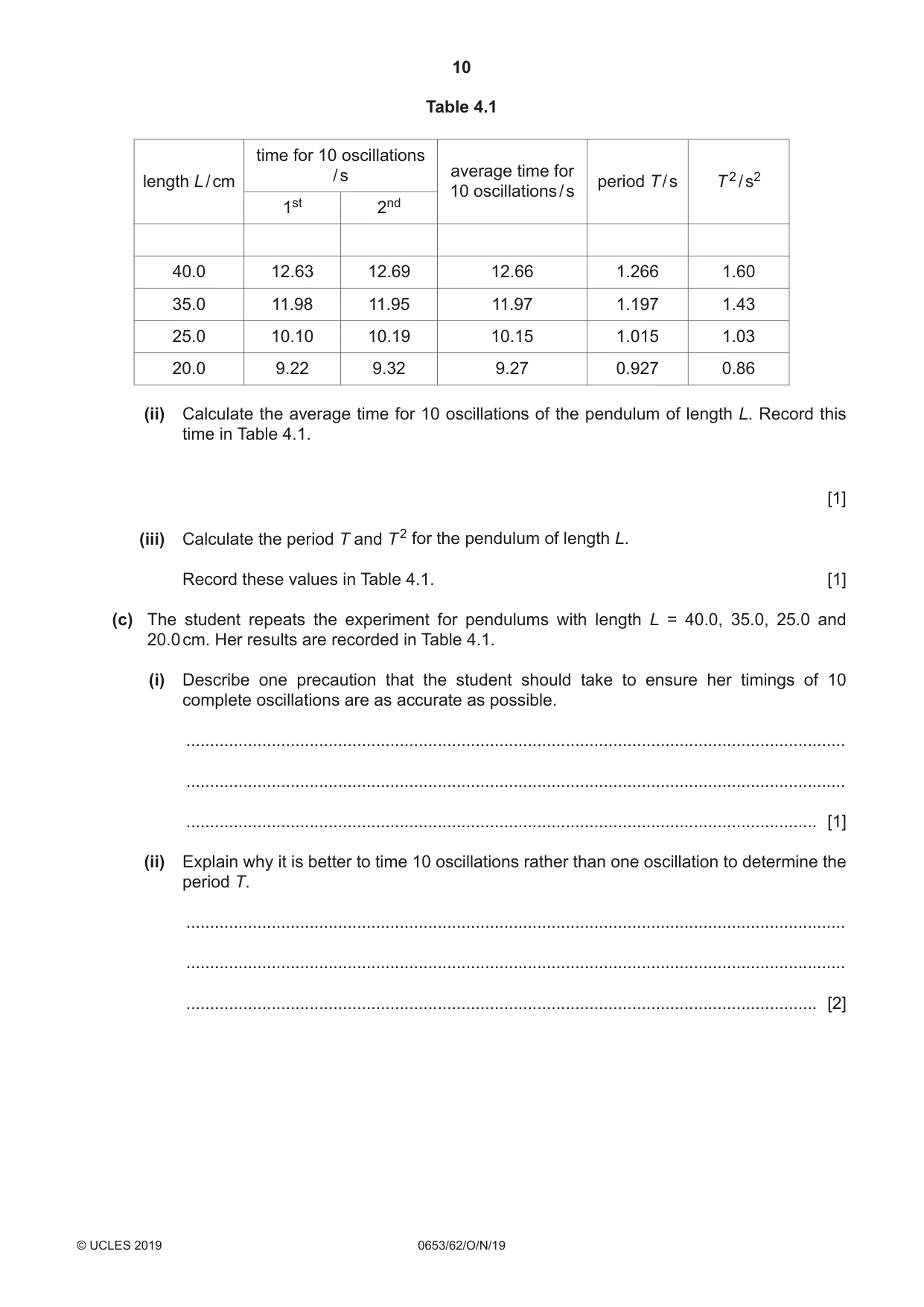 Cambridge IGCSE Science - Combined 0653 2019 Oct/Nov Paper 6 · Variant 2 question paper, page 10 of 12