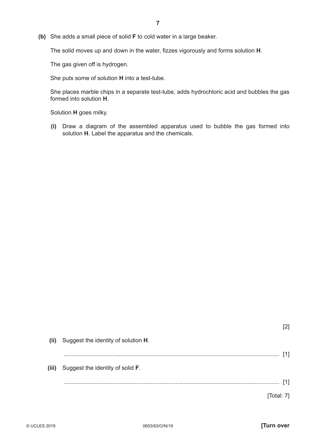 Cambridge IGCSE Science - Combined 0653 2019 Oct/Nov Paper 6 · Variant 3 question paper, page 7 of 16