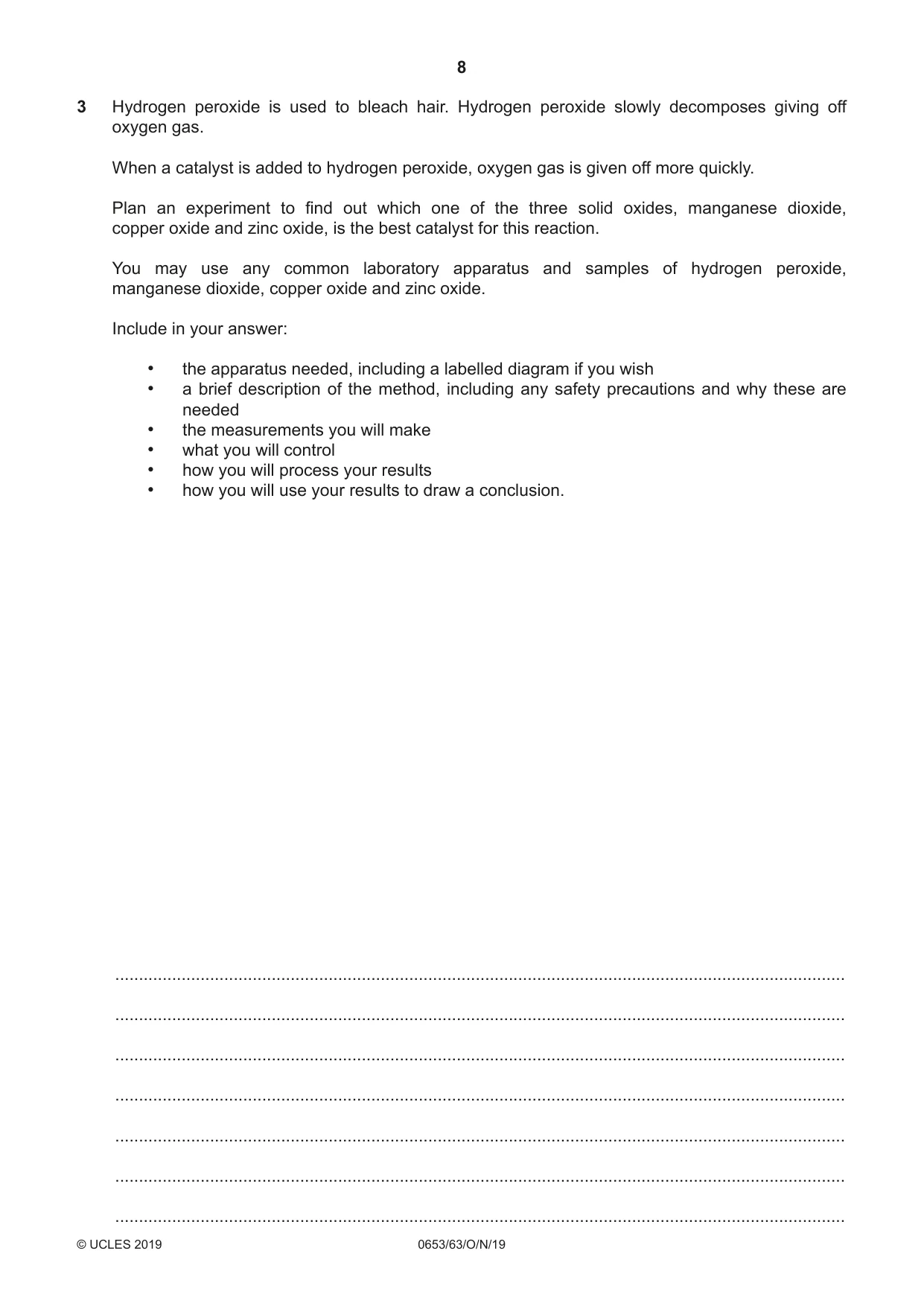 Cambridge IGCSE Science - Combined 0653 2019 Oct/Nov Paper 6 · Variant 3 question paper, page 8 of 16