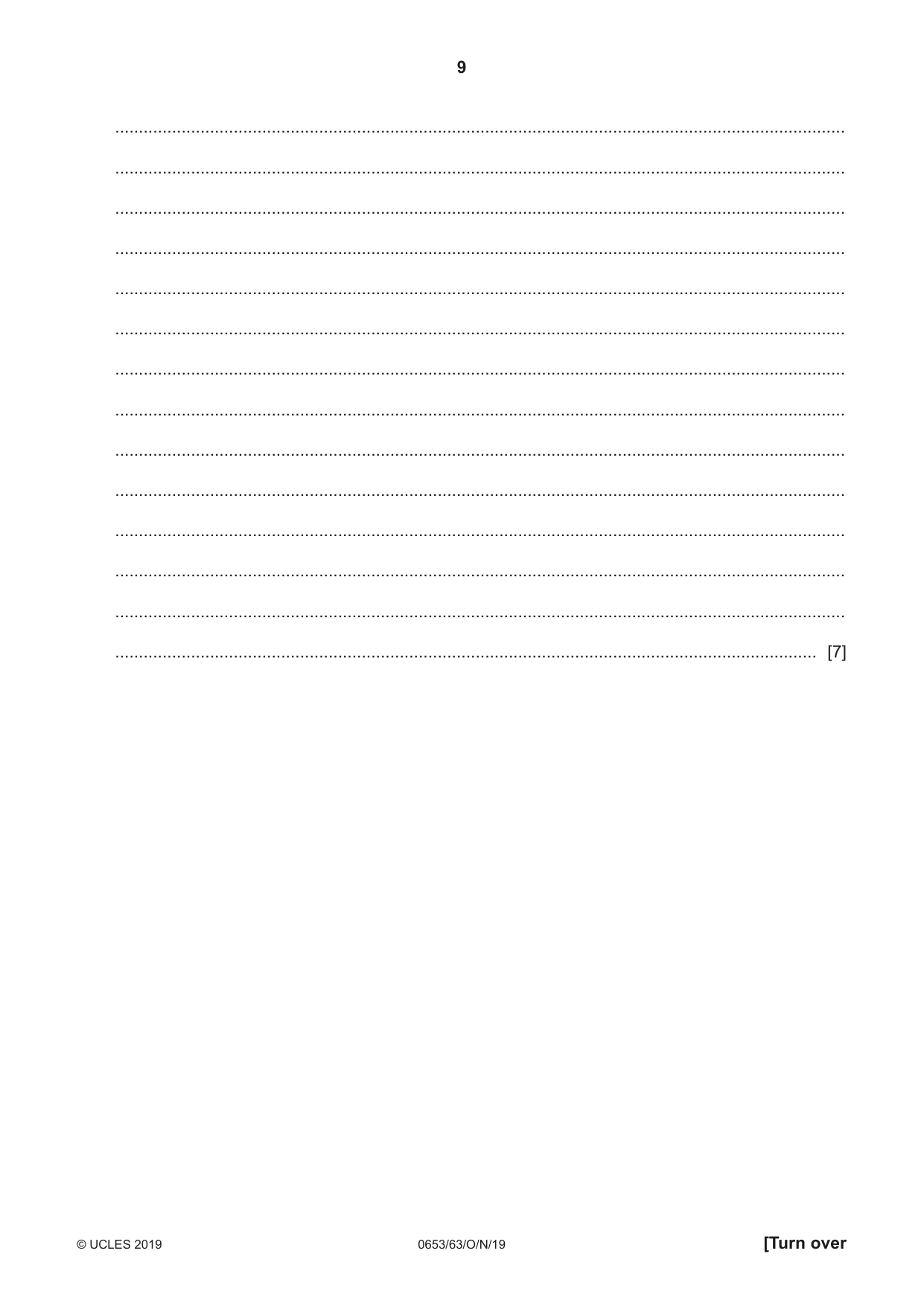 Cambridge IGCSE Science - Combined 0653 2019 Oct/Nov Paper 6 · Variant 3 question paper, page 9 of 16