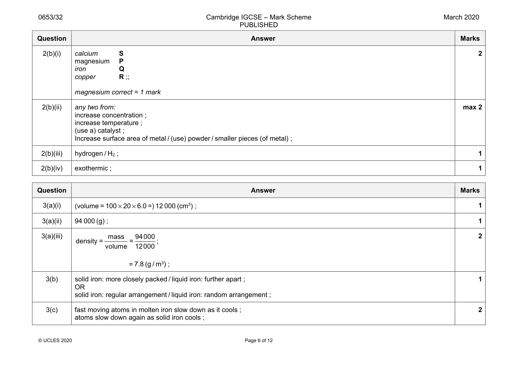 Mark scheme, page 6 of 12