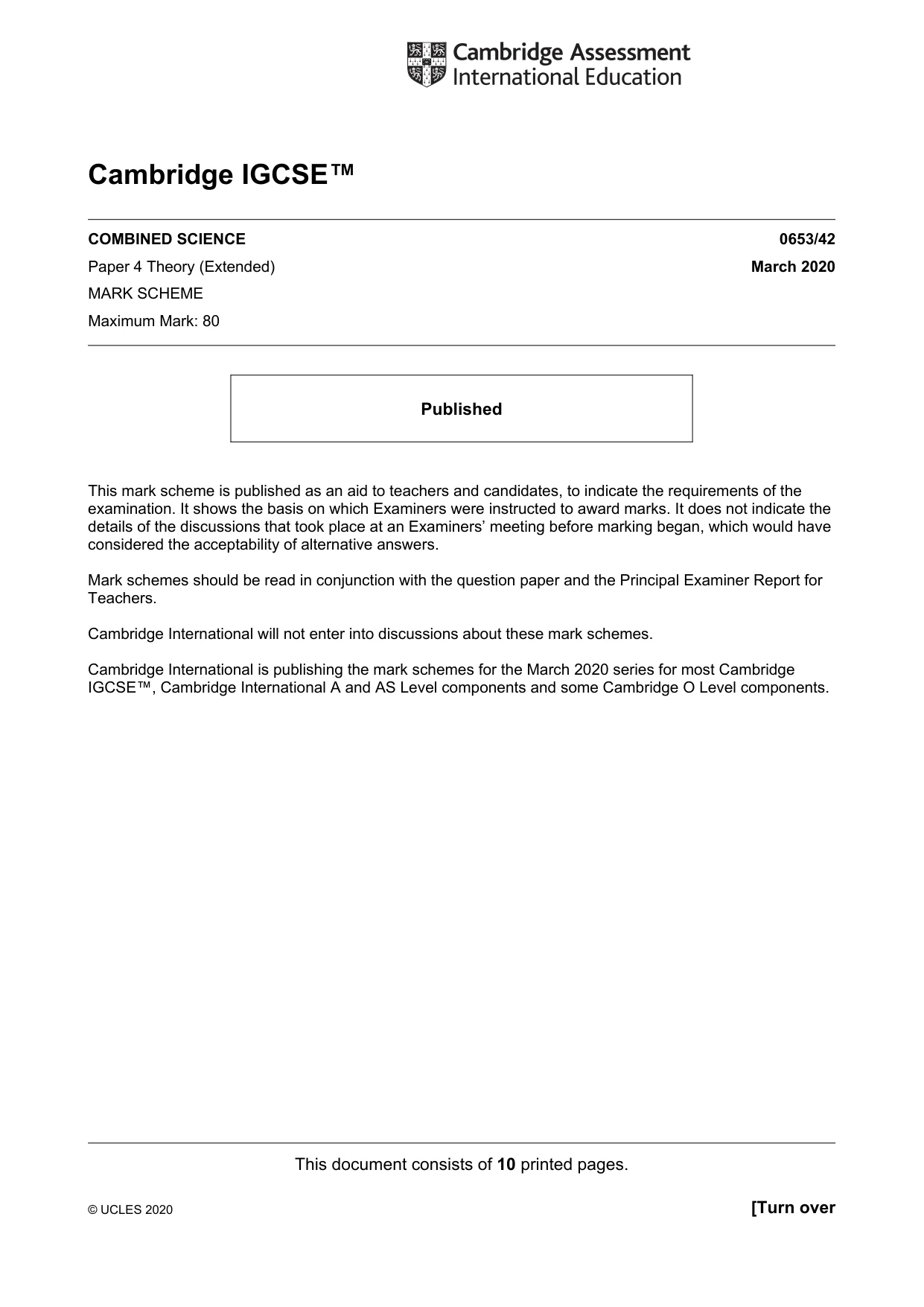 Mark scheme, page 1 of 10