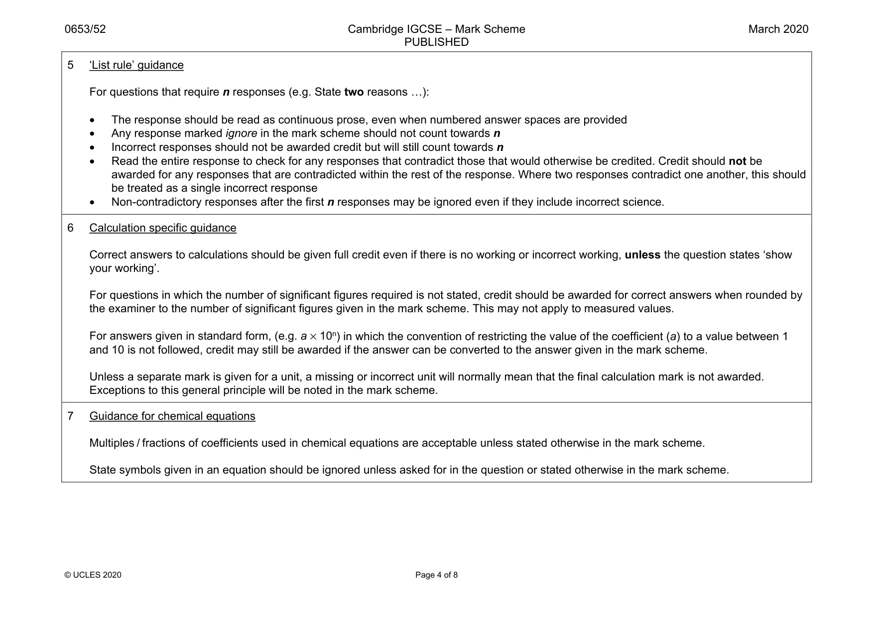 Mark scheme, page 4 of 8