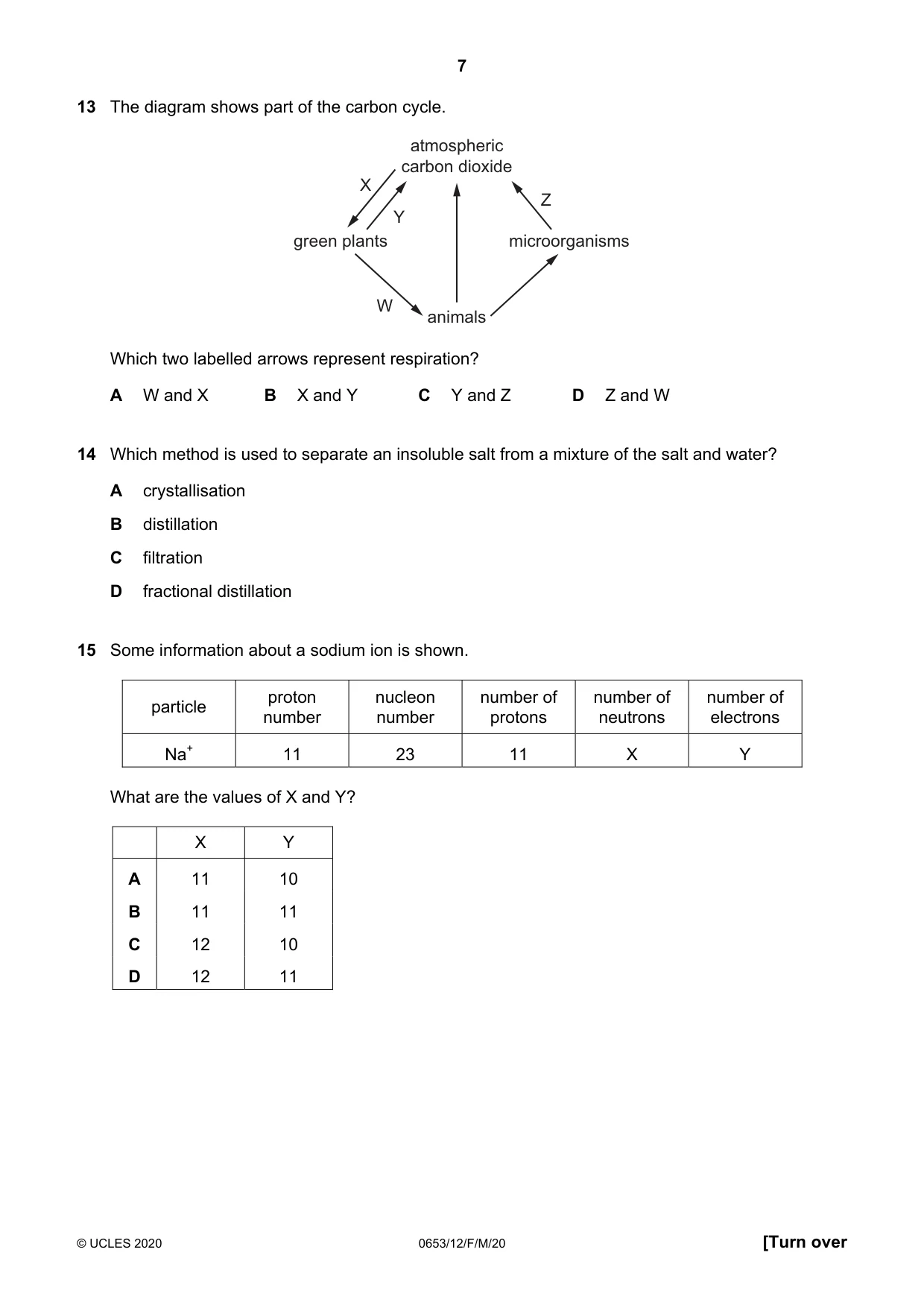 Cambridge IGCSE Science - Combined 0653 2020 Feb/March Paper 1 · Variant 2 question paper, page 7 of 16