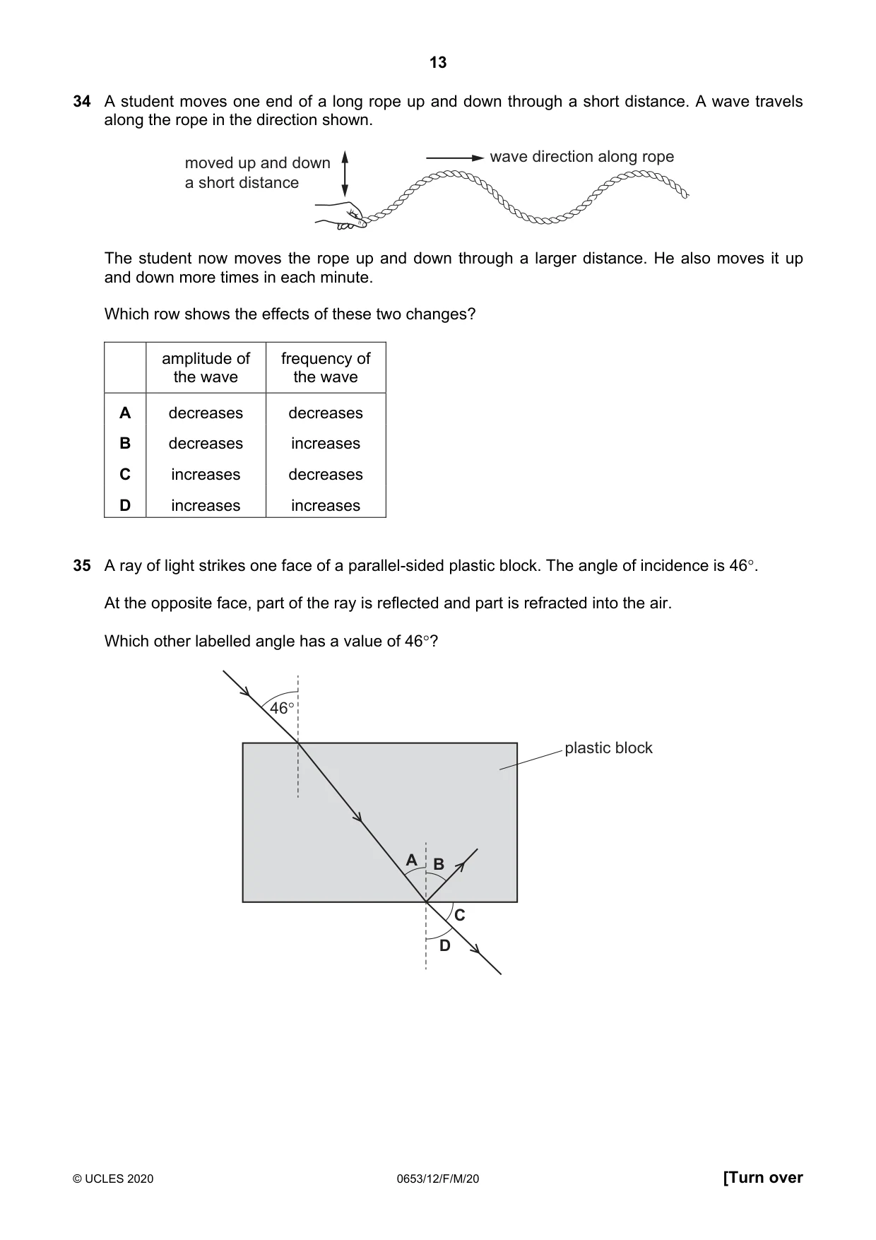 Cambridge IGCSE Science - Combined 0653 2020 Feb/March Paper 1 · Variant 2 question paper, page 13 of 16