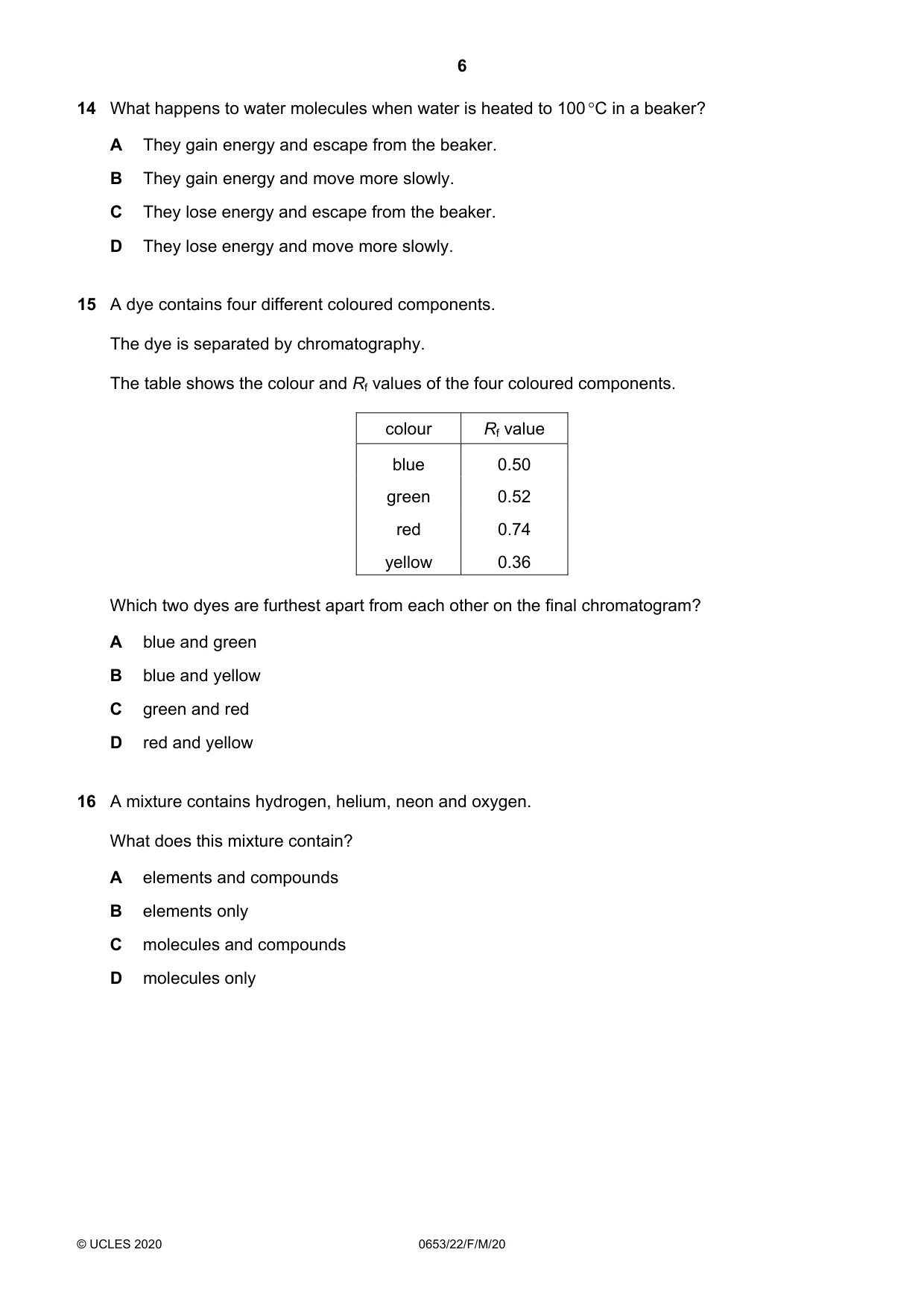 Cambridge IGCSE Science - Combined 0653 2020 Feb/March Paper 2 · Variant 2 question paper, page 6 of 16