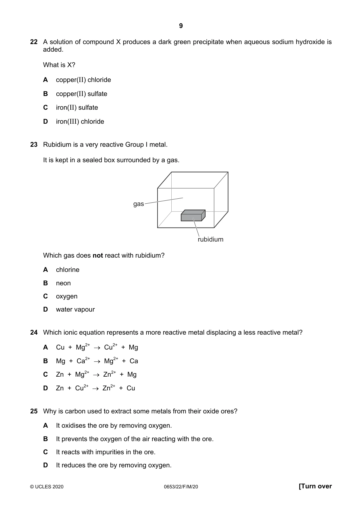 Cambridge IGCSE Science - Combined 0653 2020 Feb/March Paper 2 · Variant 2 question paper, page 9 of 16