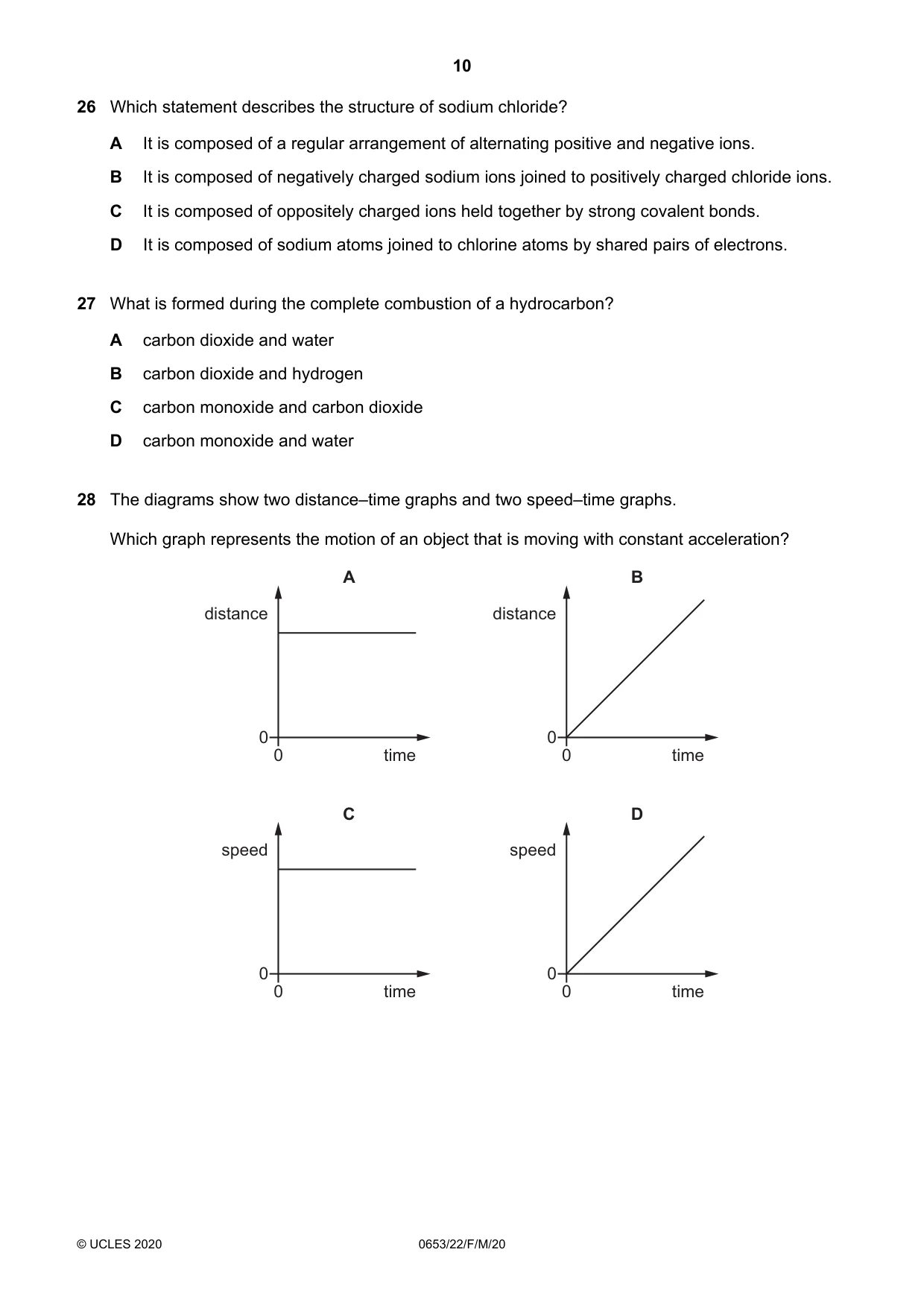 Cambridge IGCSE Science - Combined 0653 2020 Feb/March Paper 2 · Variant 2 question paper, page 10 of 16