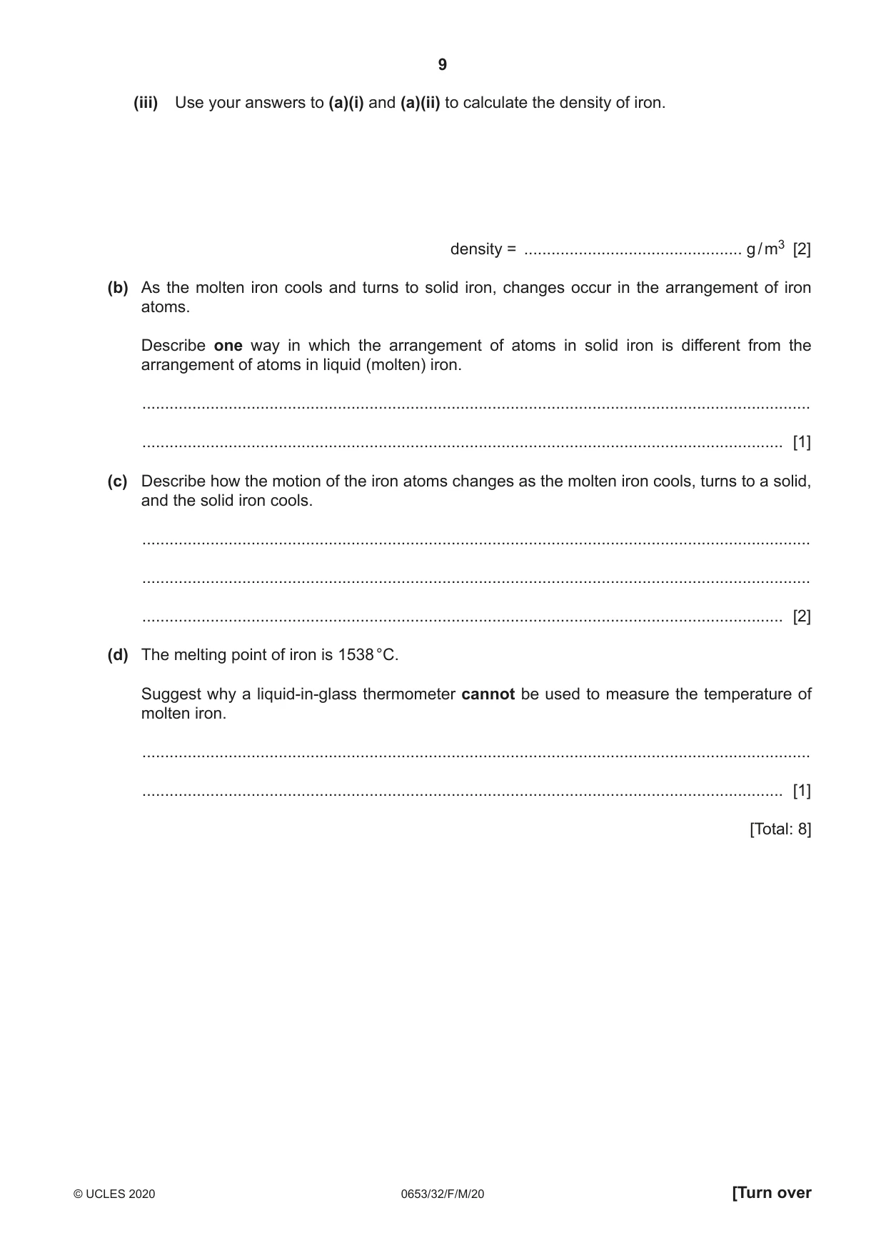Cambridge IGCSE Science - Combined 0653 2020 Feb/March Paper 3 · Variant 2 question paper, page 9 of 24