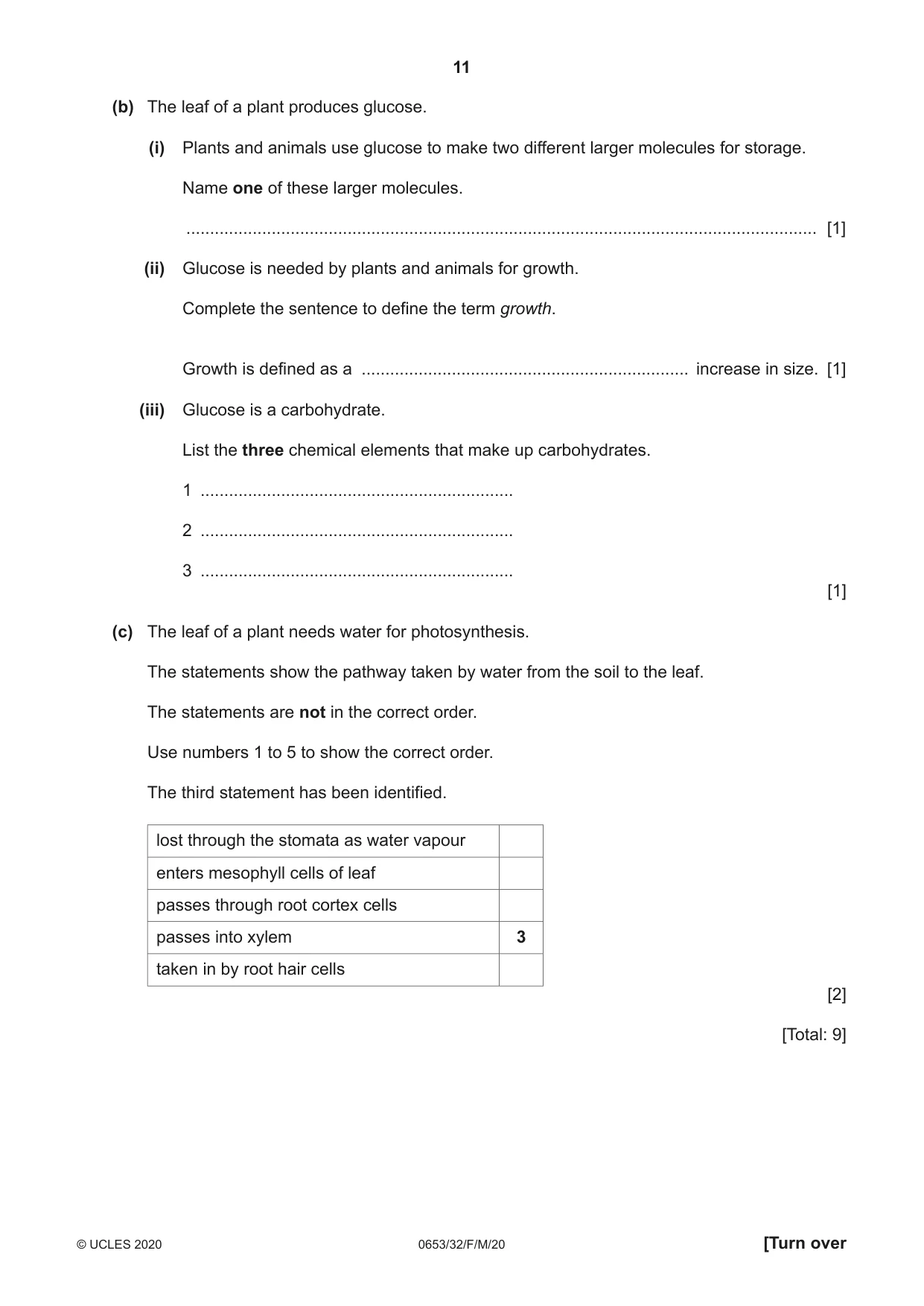 Cambridge IGCSE Science - Combined 0653 2020 Feb/March Paper 3 · Variant 2 question paper, page 11 of 24