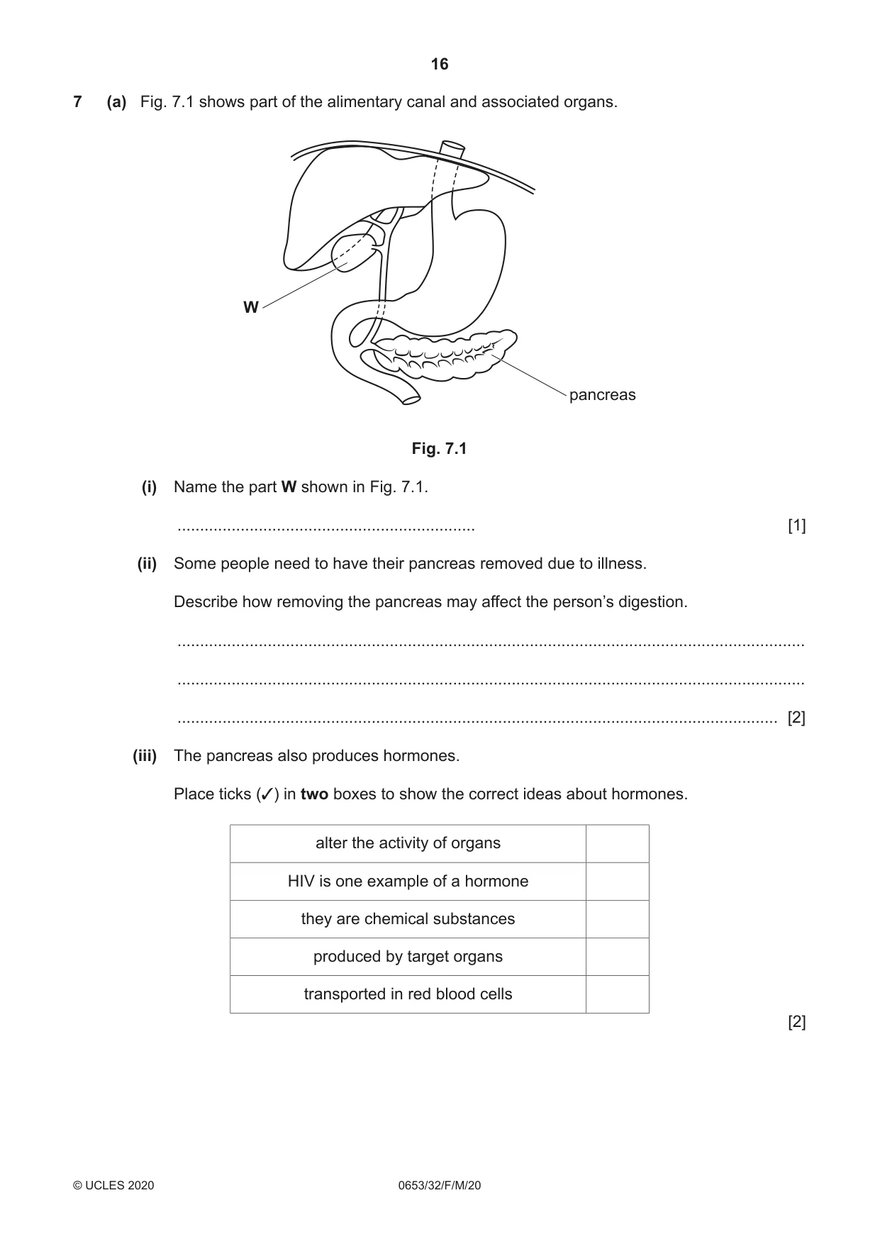 Cambridge IGCSE Science - Combined 0653 2020 Feb/March Paper 3 · Variant 2 question paper, page 16 of 24