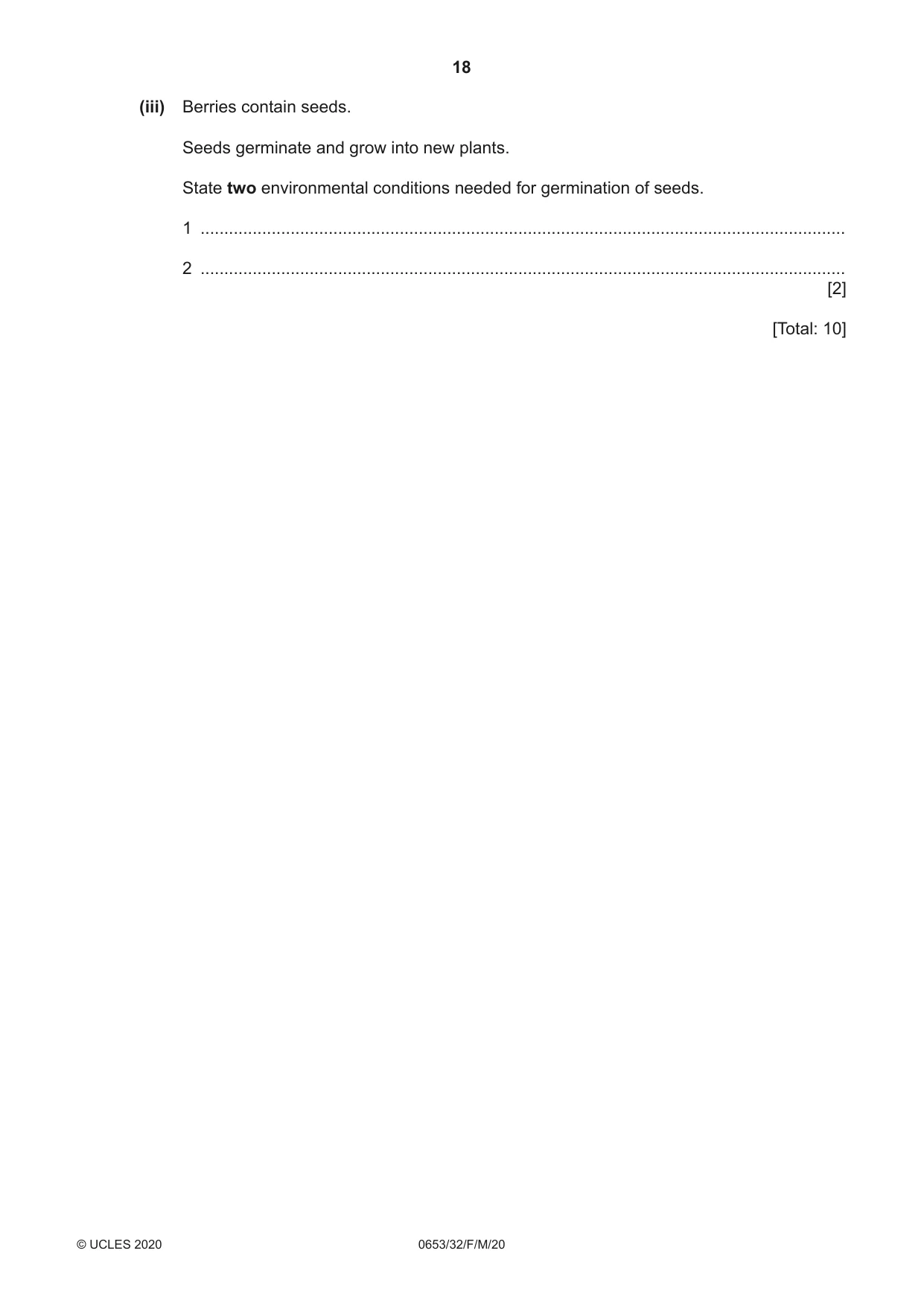 Cambridge IGCSE Science - Combined 0653 2020 Feb/March Paper 3 · Variant 2 question paper, page 18 of 24
