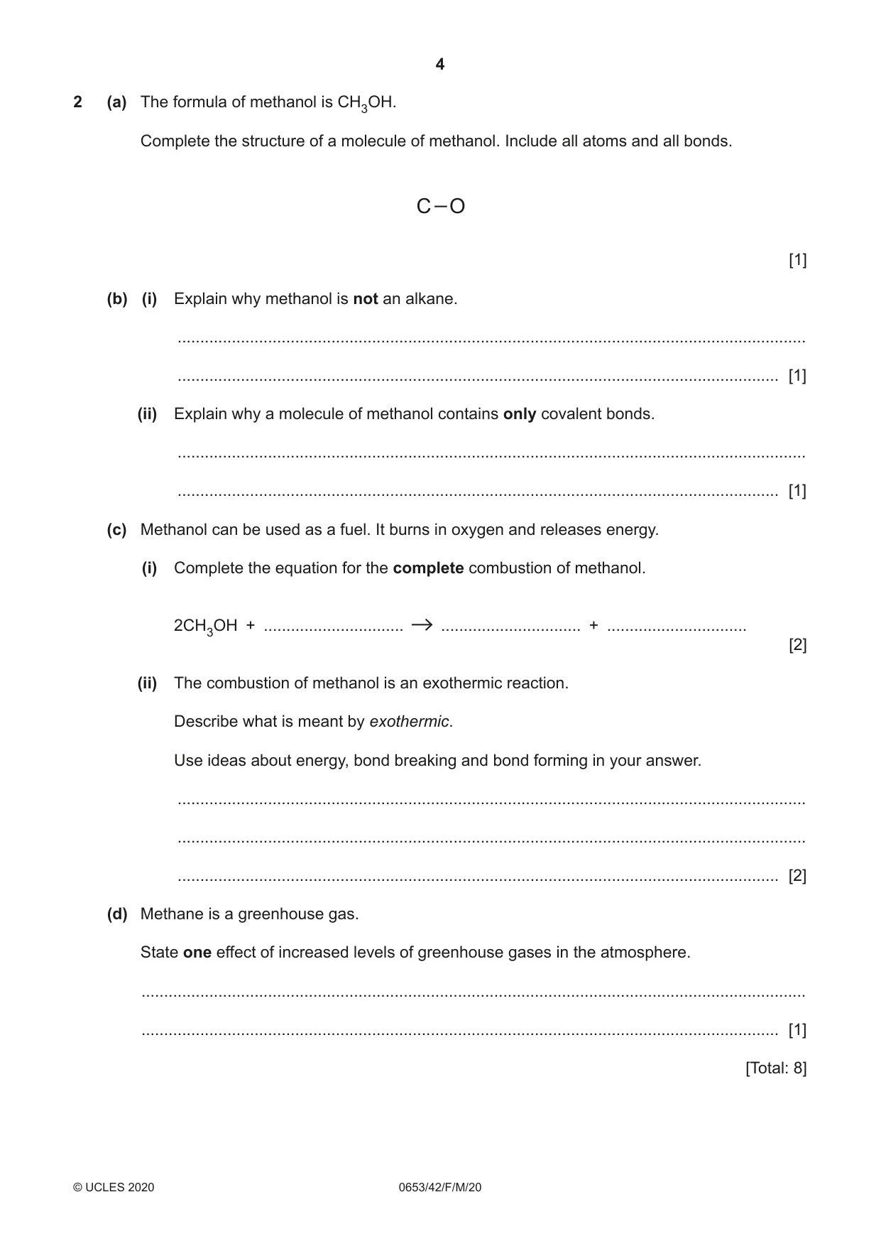 Cambridge IGCSE Science - Combined 0653 2020 Feb/March Paper 4 · Variant 2 question paper, page 4 of 20