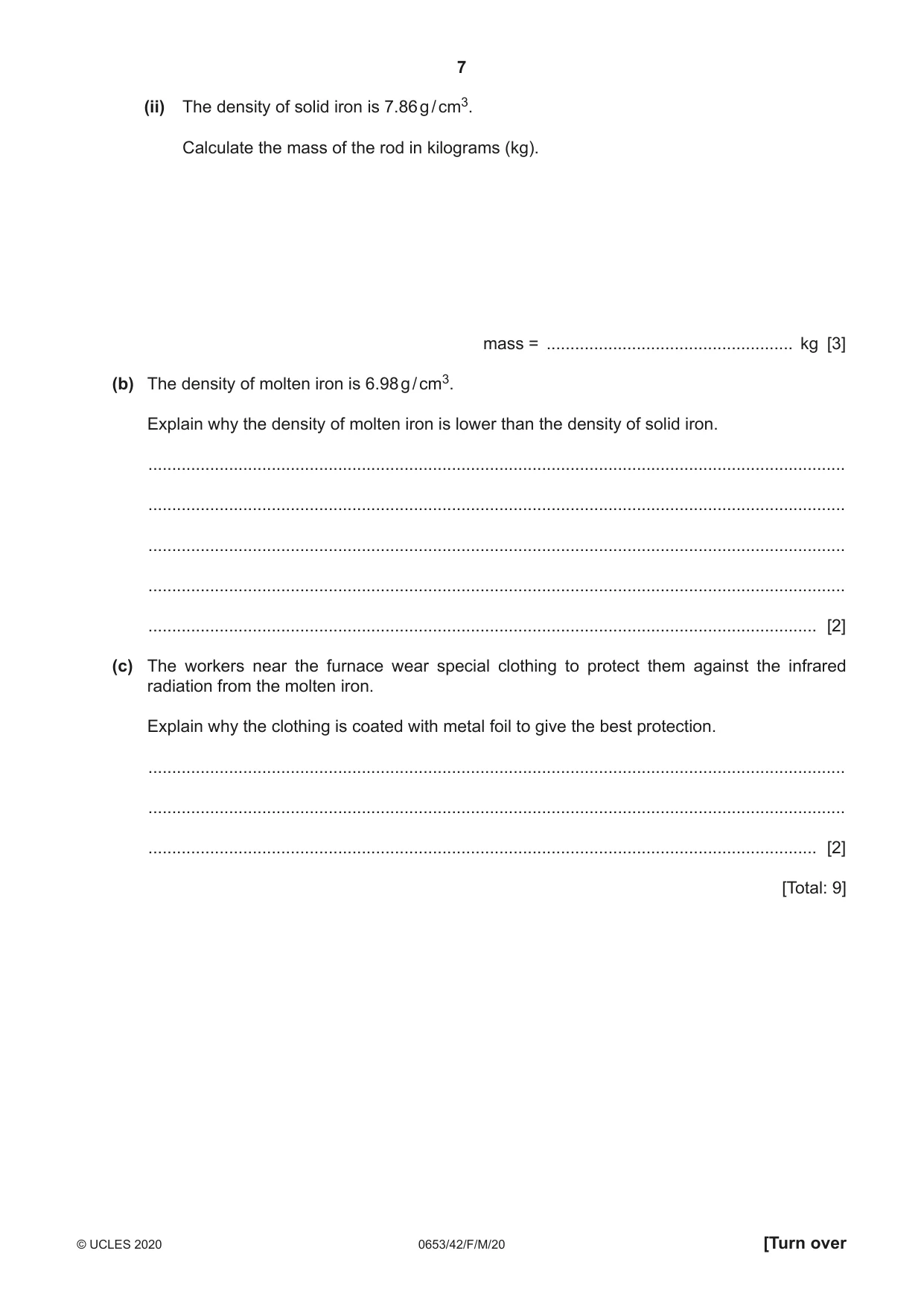 Cambridge IGCSE Science - Combined 0653 2020 Feb/March Paper 4 · Variant 2 question paper, page 7 of 20