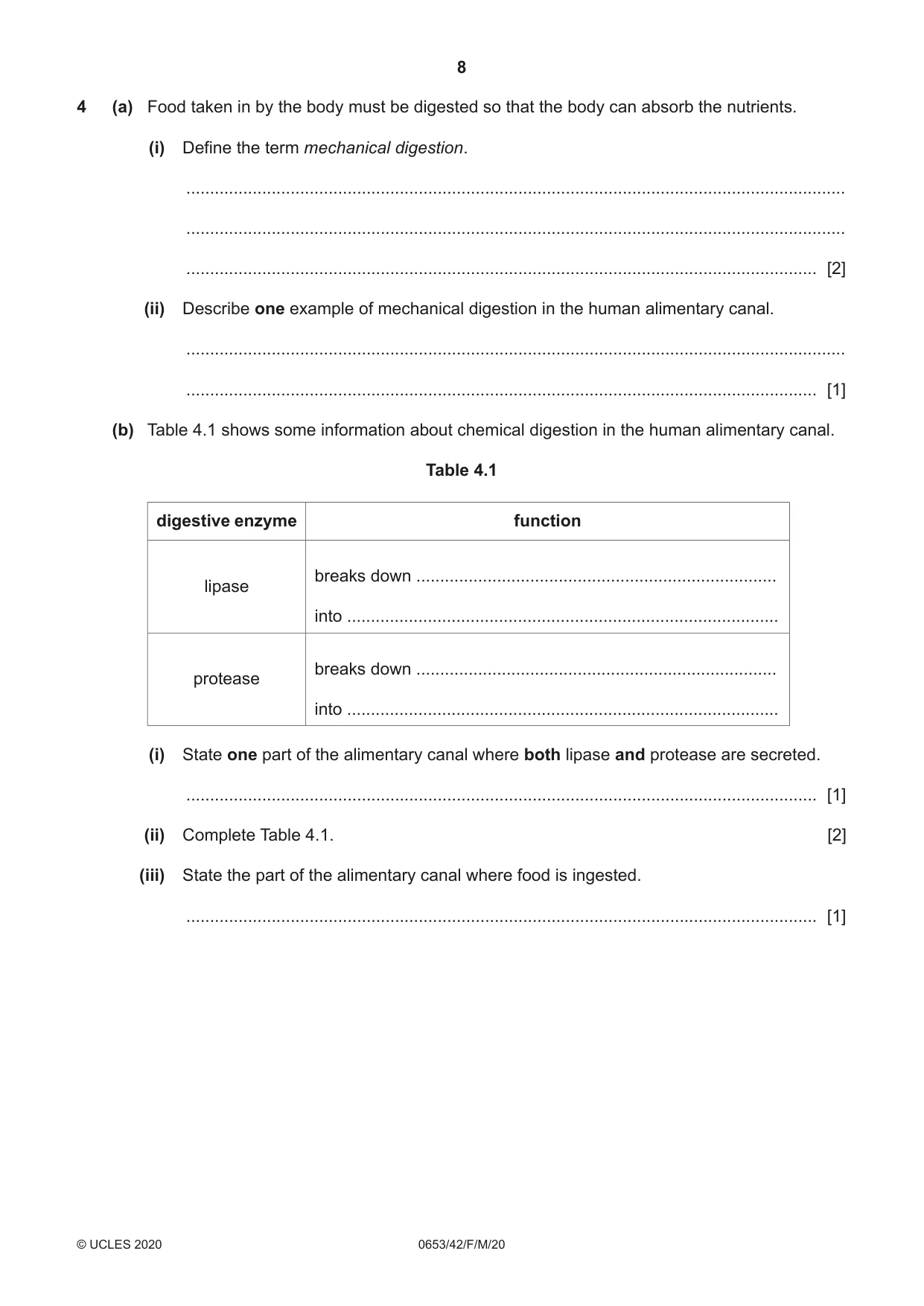 Cambridge IGCSE Science - Combined 0653 2020 Feb/March Paper 4 · Variant 2 question paper, page 8 of 20