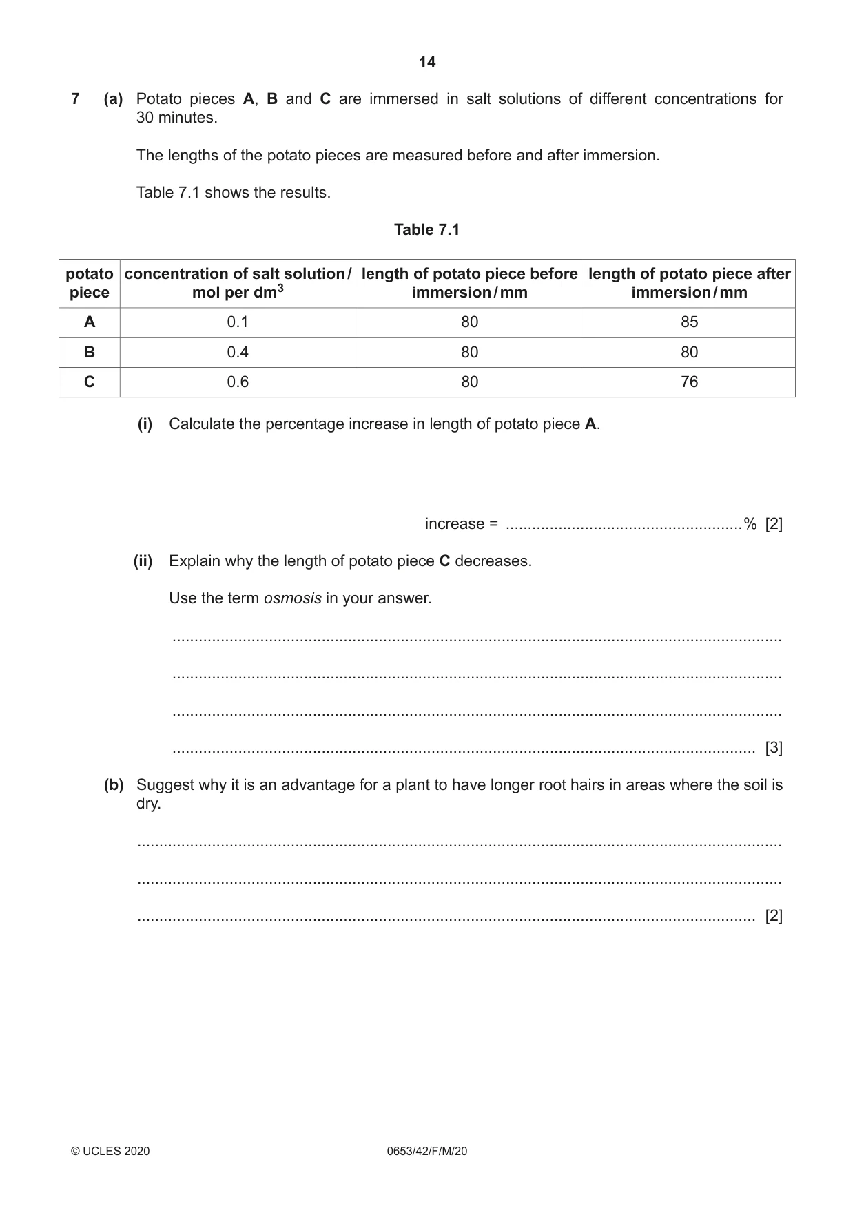 Cambridge IGCSE Science - Combined 0653 2020 Feb/March Paper 4 · Variant 2 question paper, page 14 of 20