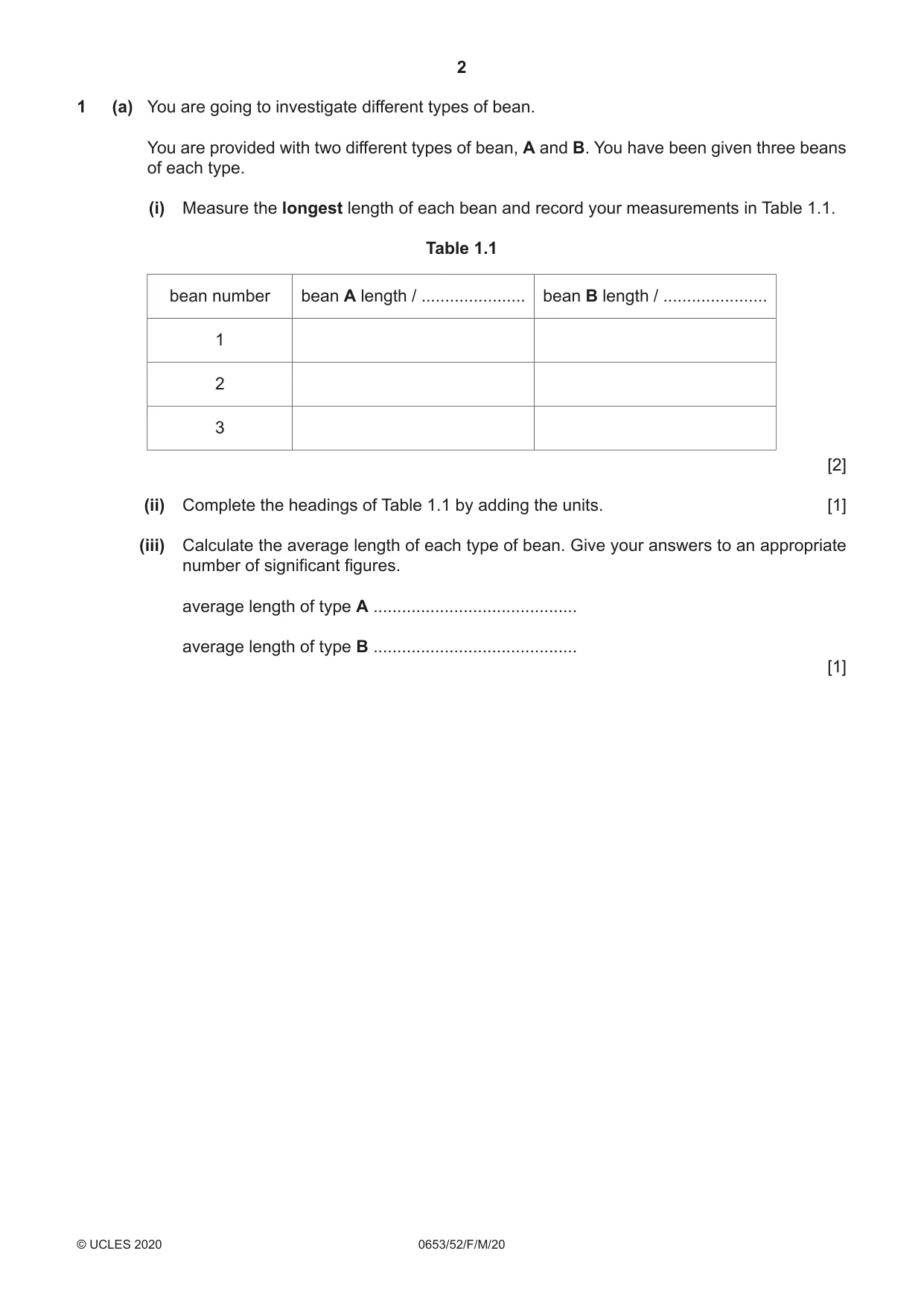 Cambridge IGCSE Science - Combined 0653 2020 Feb/March Paper 5 · Variant 2 question paper, page 2 of 12
