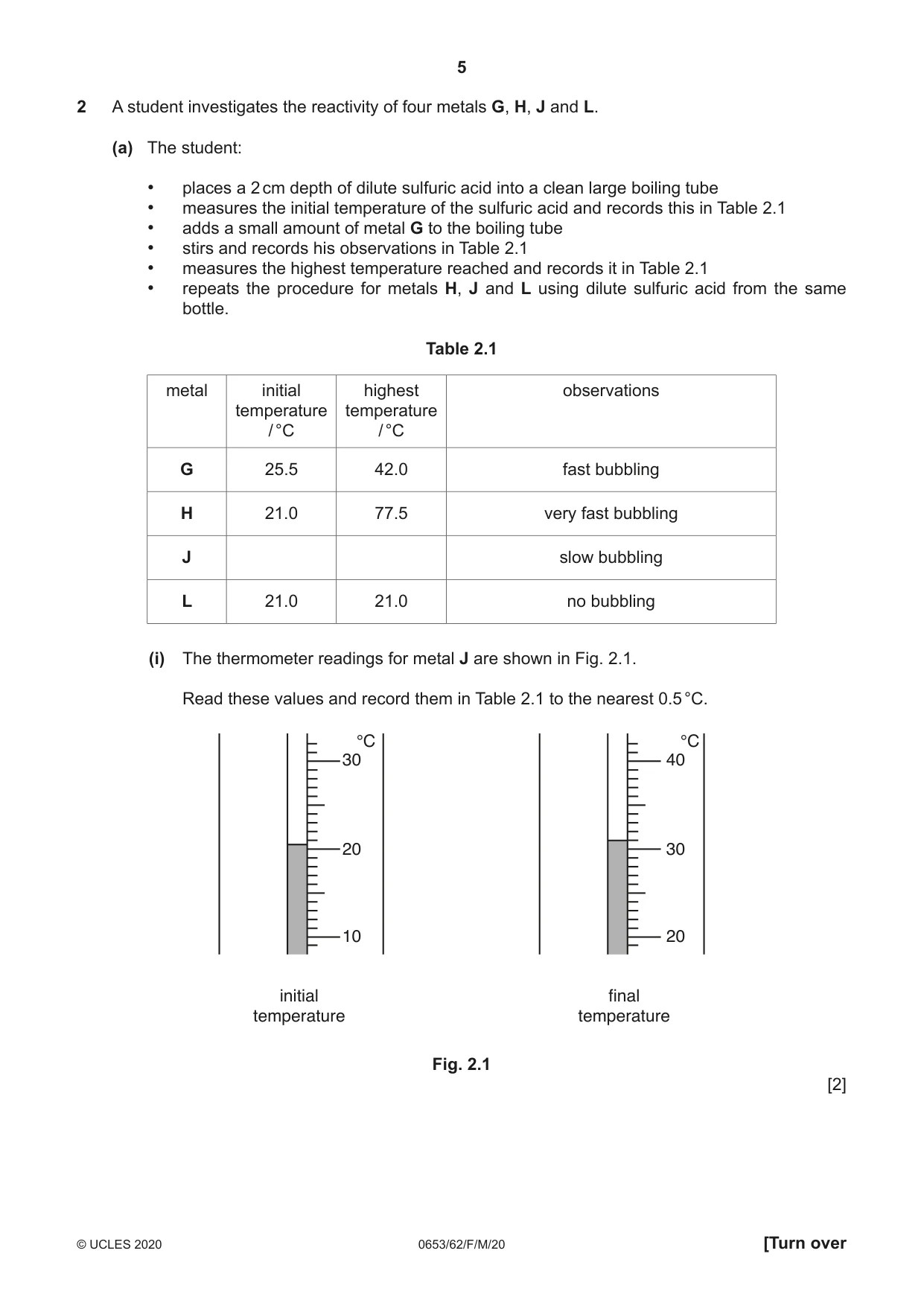 Cambridge IGCSE Science - Combined 0653 2020 Feb/March Paper 6 · Variant 2 question paper, page 5 of 12