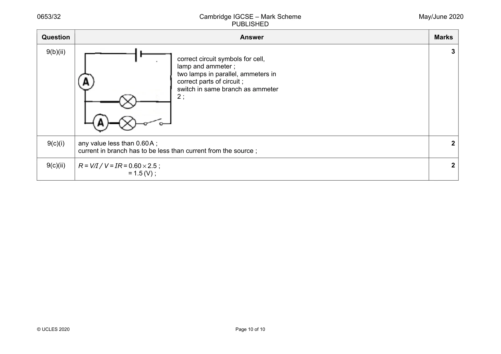 Mark scheme, page 10 of 10