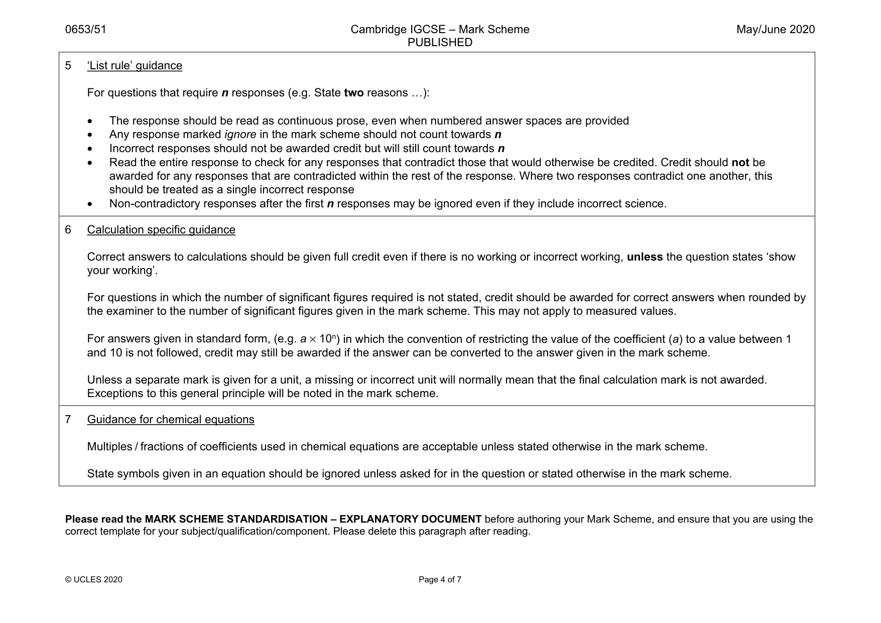 Mark scheme, page 4 of 7