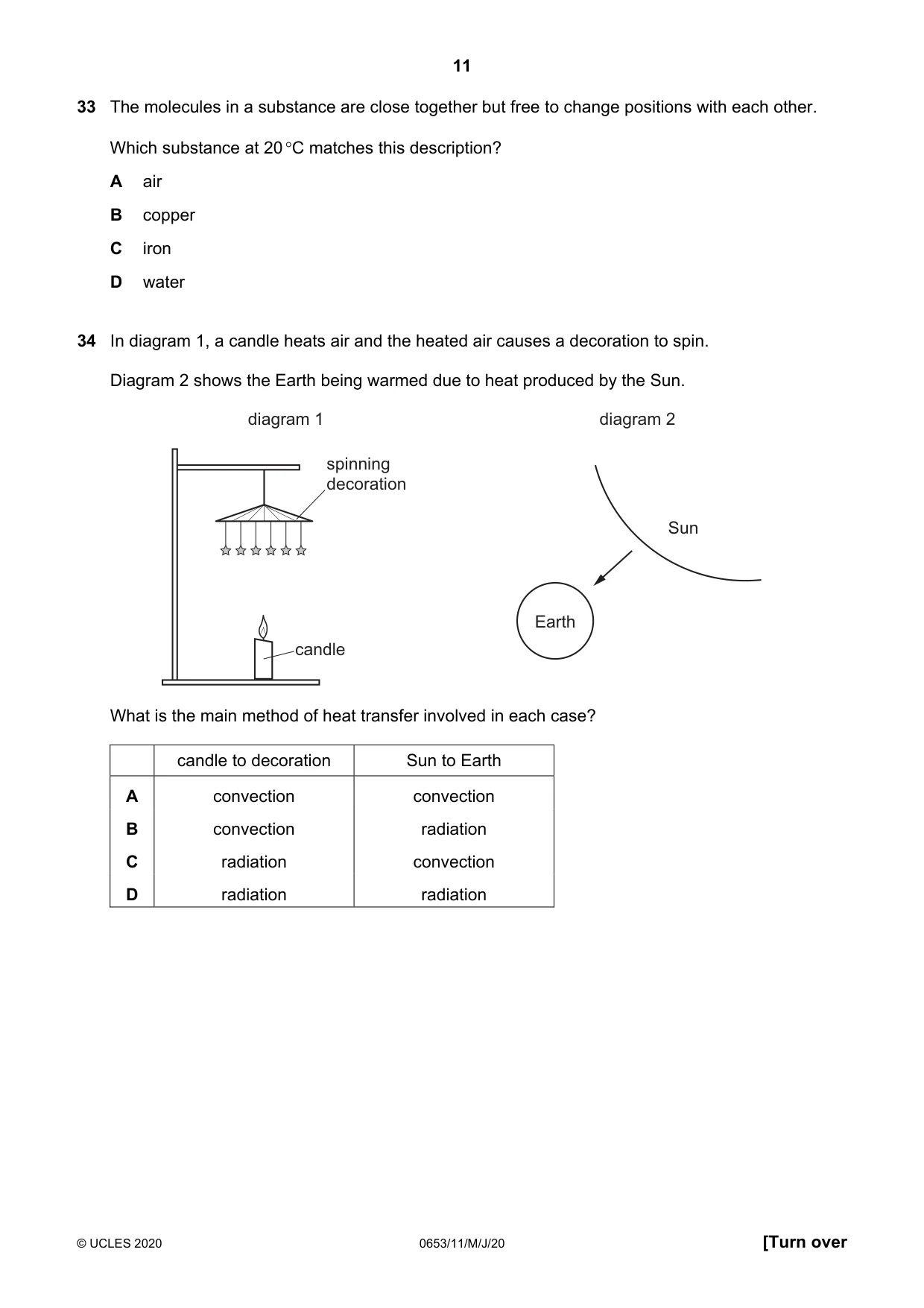 Cambridge IGCSE Science - Combined 0653 2020 May/June Paper 1 · Variant 1 question paper, page 11 of 16