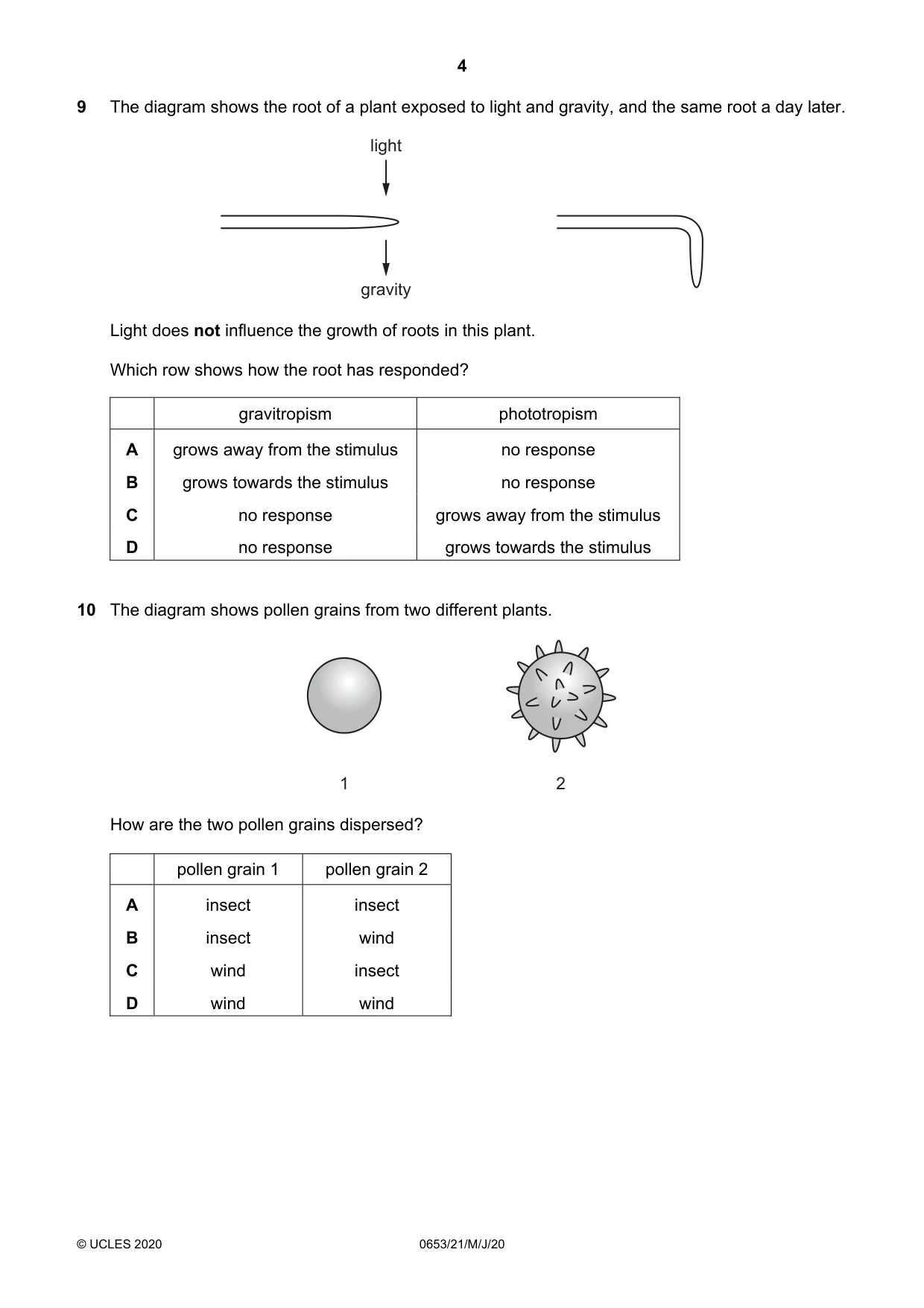 Cambridge IGCSE Science - Combined 0653 2020 May/June Paper 2 · Variant 1 question paper, page 4 of 16