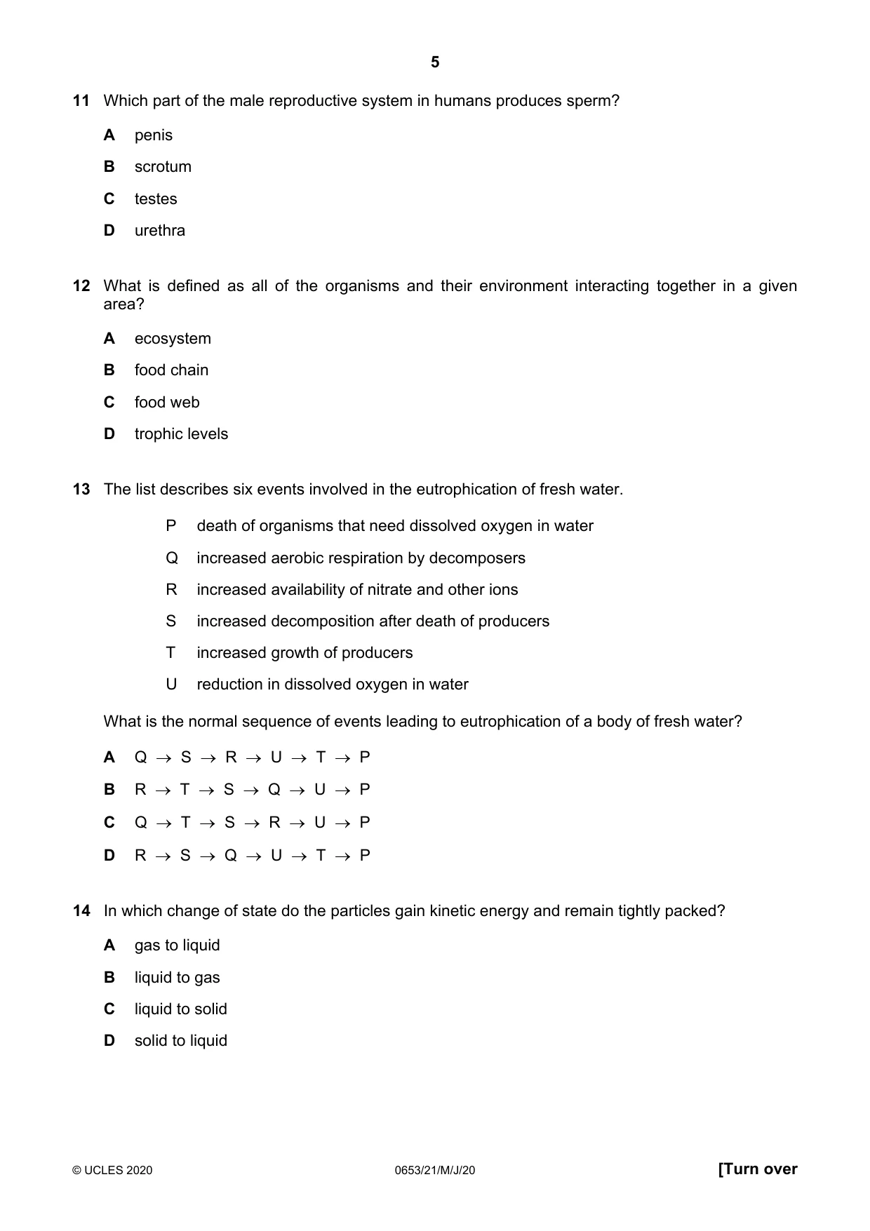 Cambridge IGCSE Science - Combined 0653 2020 May/June Paper 2 · Variant 1 question paper, page 5 of 16