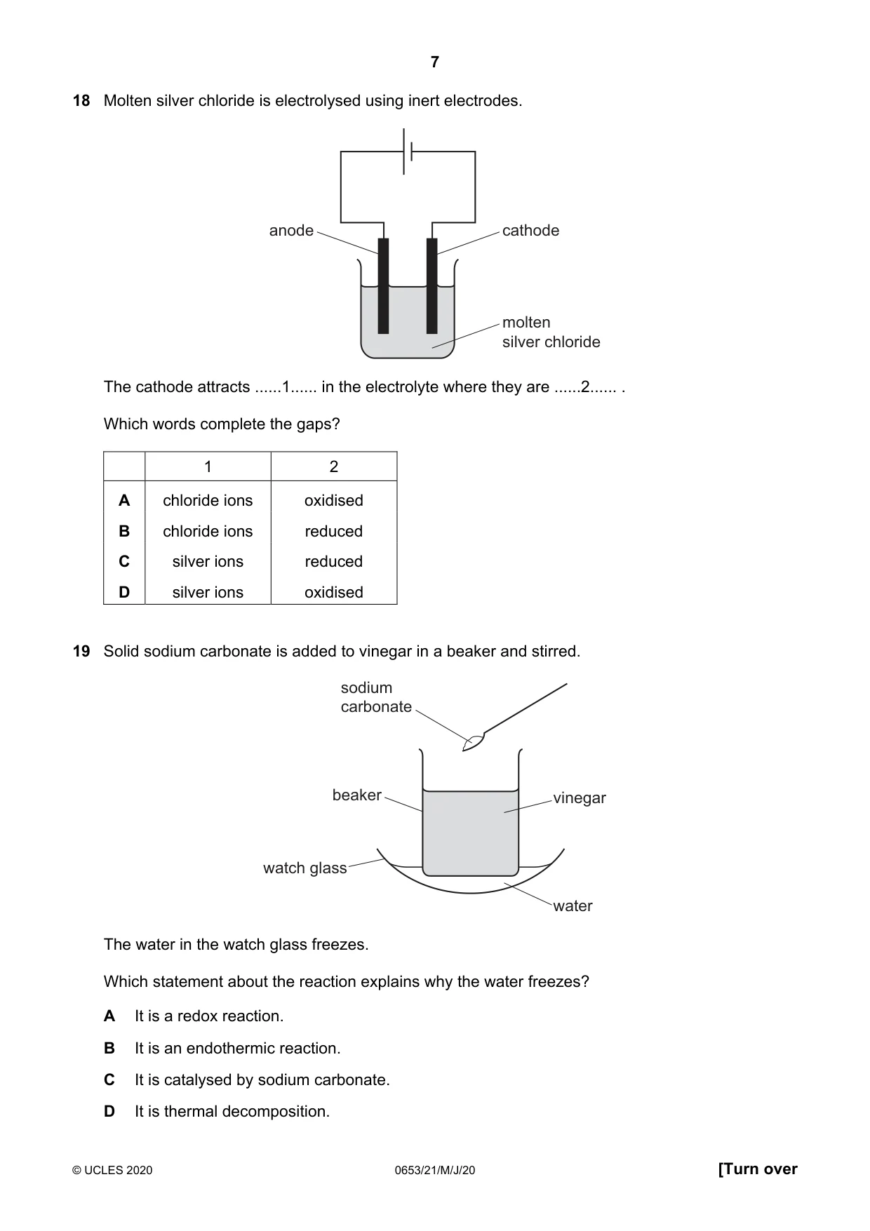 Cambridge IGCSE Science - Combined 0653 2020 May/June Paper 2 · Variant 1 question paper, page 7 of 16