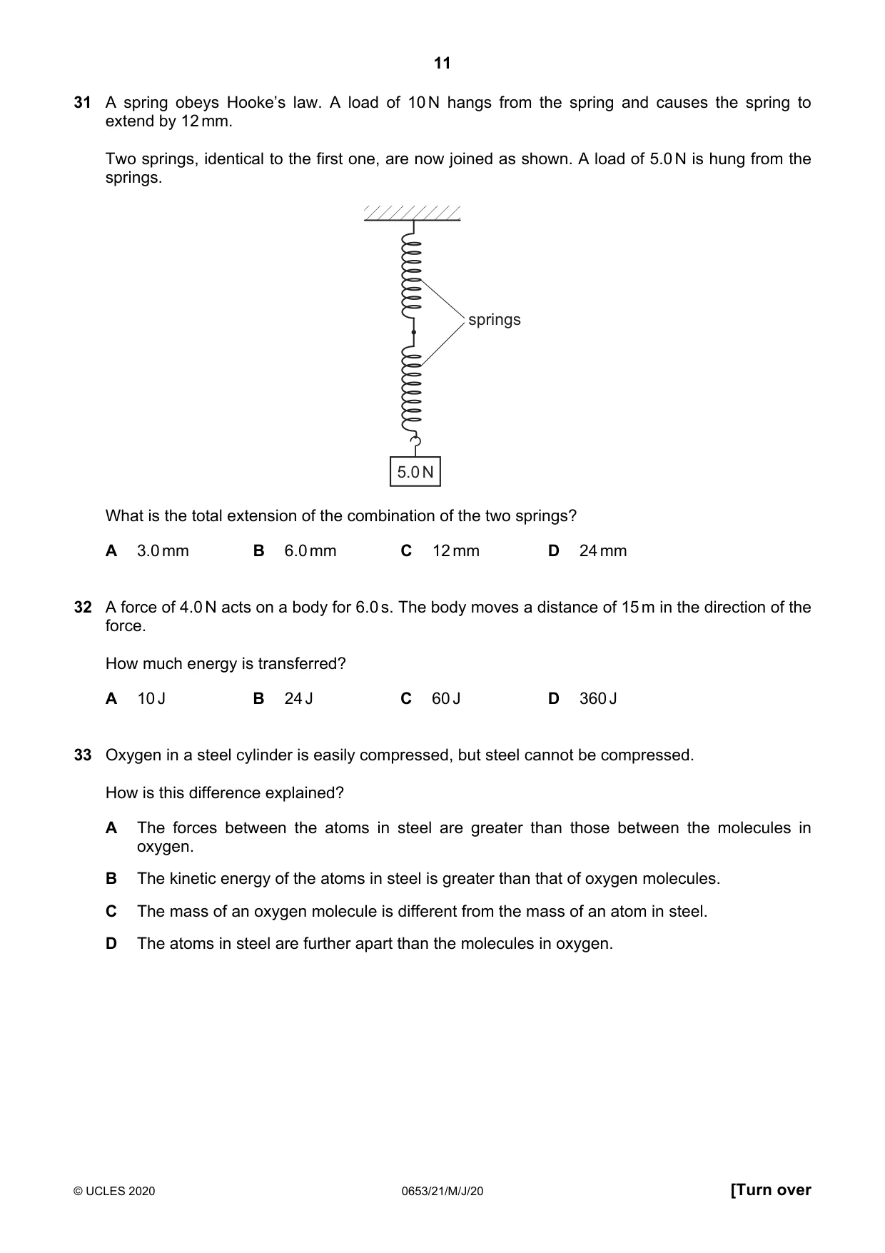 Cambridge IGCSE Science - Combined 0653 2020 May/June Paper 2 · Variant 1 question paper, page 11 of 16