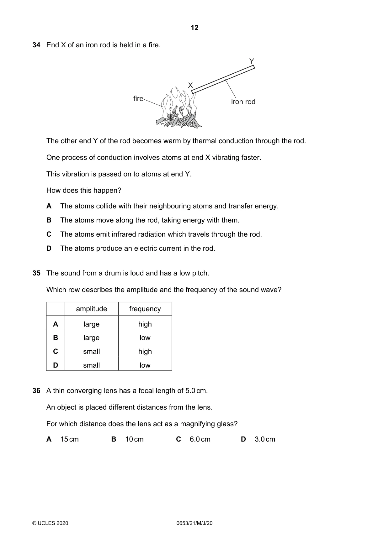 Cambridge IGCSE Science - Combined 0653 2020 May/June Paper 2 · Variant 1 question paper, page 12 of 16