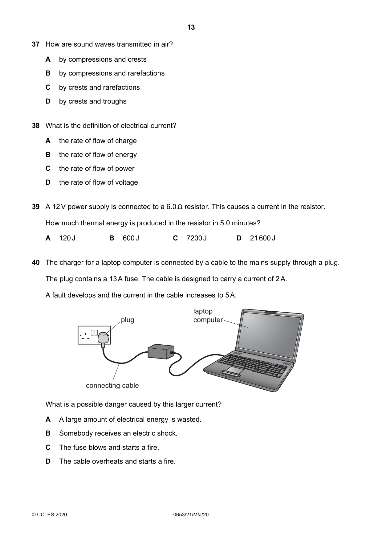 Cambridge IGCSE Science - Combined 0653 2020 May/June Paper 2 · Variant 1 question paper, page 13 of 16