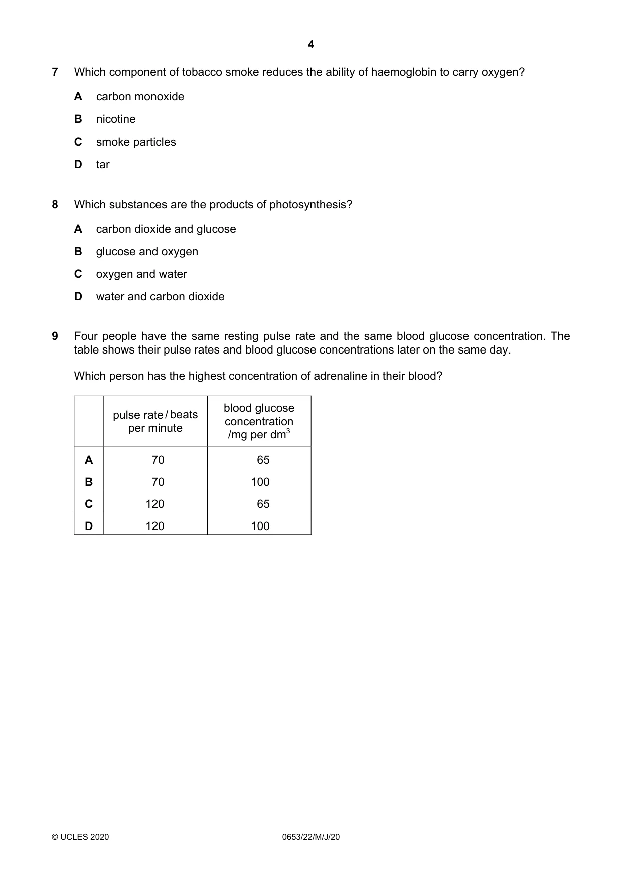 Cambridge IGCSE Science - Combined 0653 2020 May/June Paper 2 · Variant 2 question paper, page 4 of 16