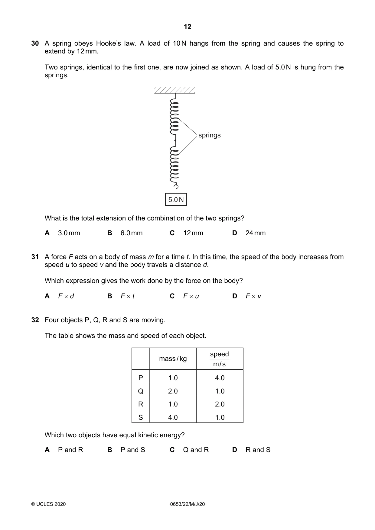 Cambridge IGCSE Science - Combined 0653 2020 May/June Paper 2 · Variant 2 question paper, page 12 of 16