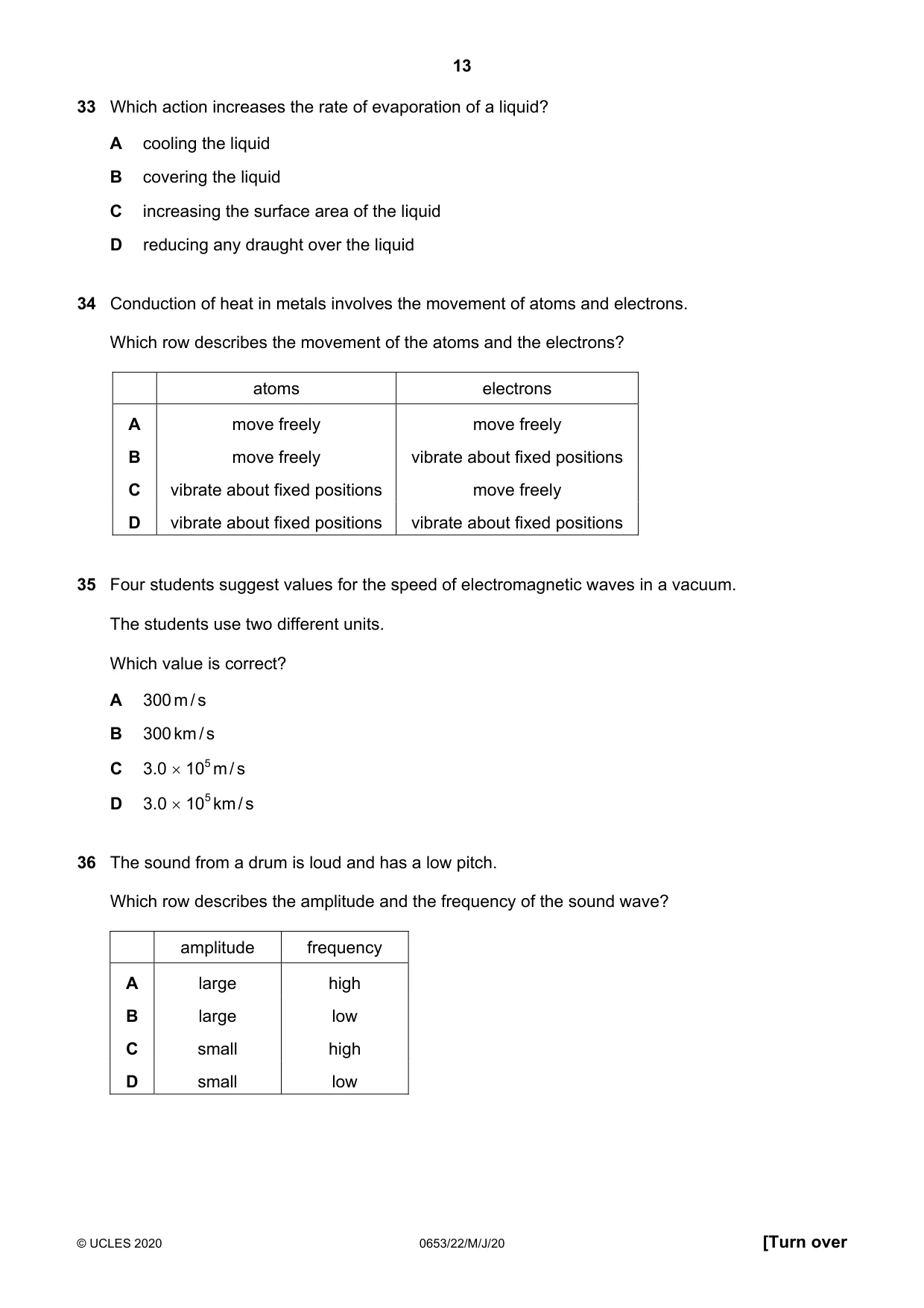 Cambridge IGCSE Science - Combined 0653 2020 May/June Paper 2 · Variant 2 question paper, page 13 of 16