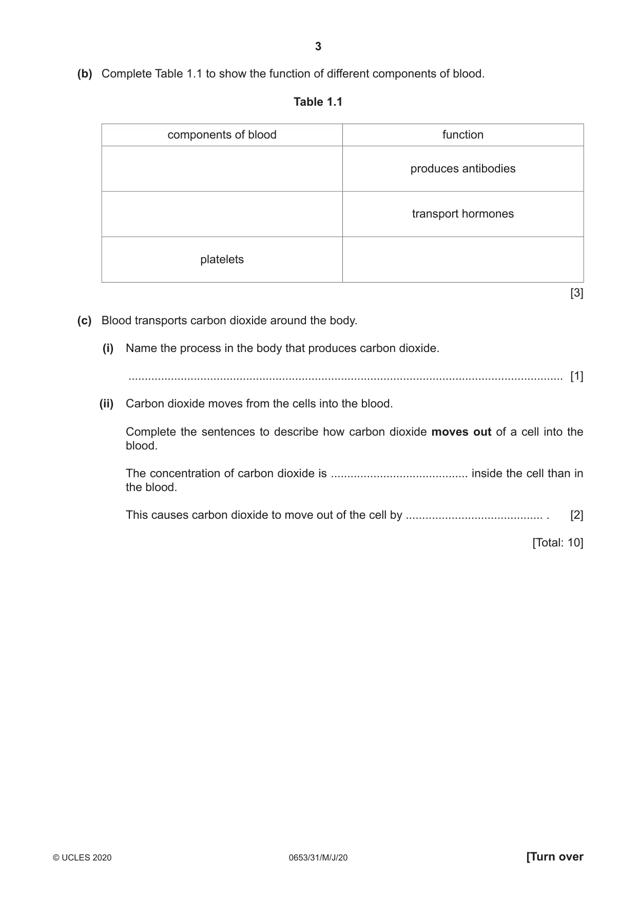 Cambridge IGCSE Science - Combined 0653 2020 May/June Paper 3 · Variant 1 question paper, page 3 of 24