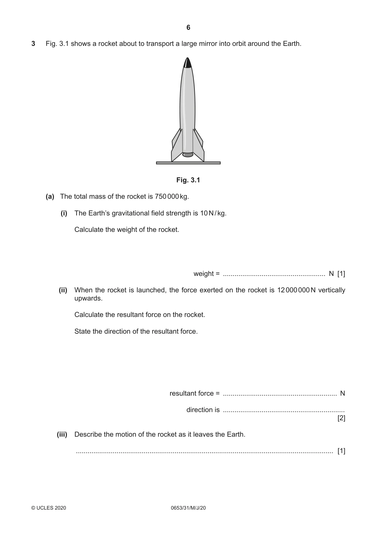 Cambridge IGCSE Science - Combined 0653 2020 May/June Paper 3 · Variant 1 question paper, page 6 of 24