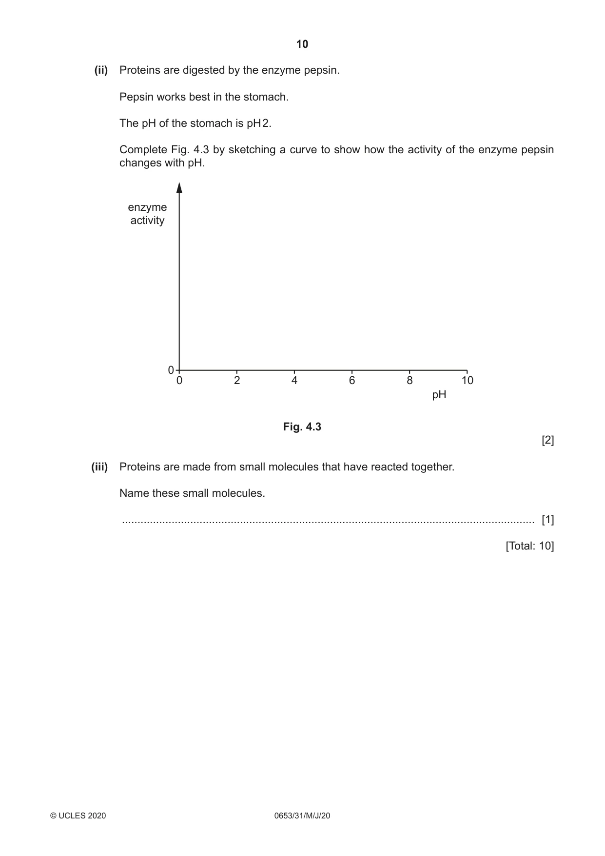 Cambridge IGCSE Science - Combined 0653 2020 May/June Paper 3 · Variant 1 question paper, page 10 of 24